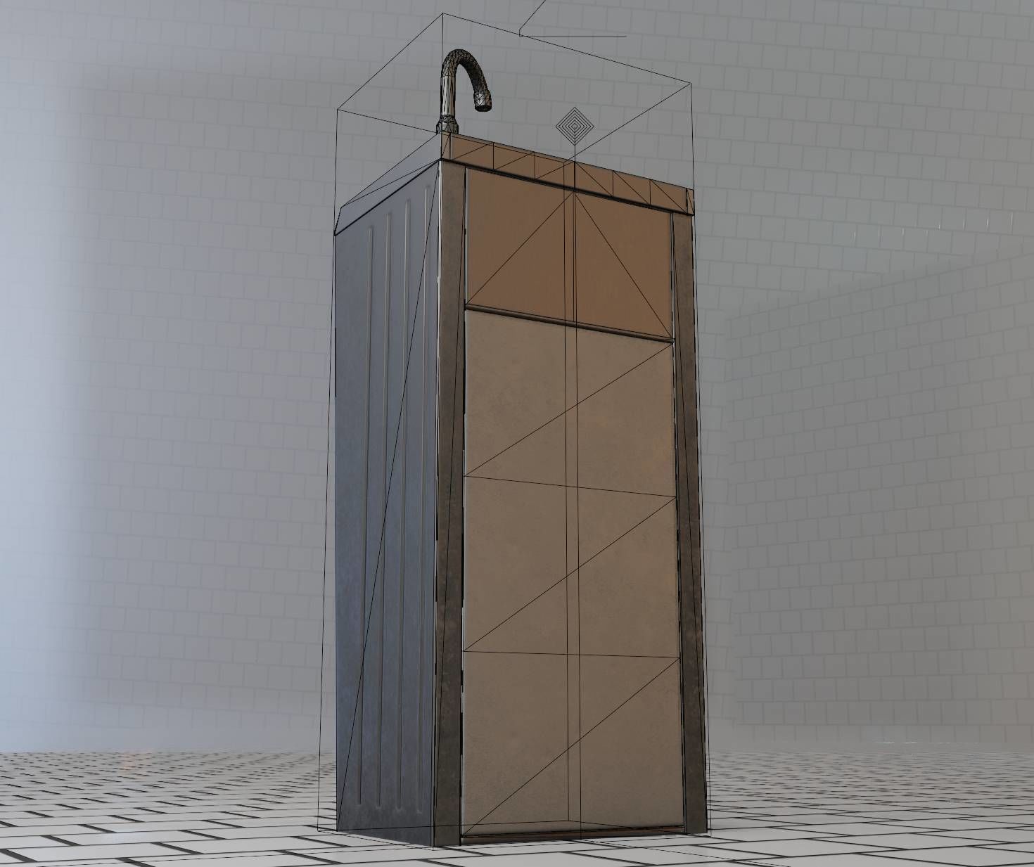 Public Metal Sink - 19 - Simple Compact Low-poly 3D model_18