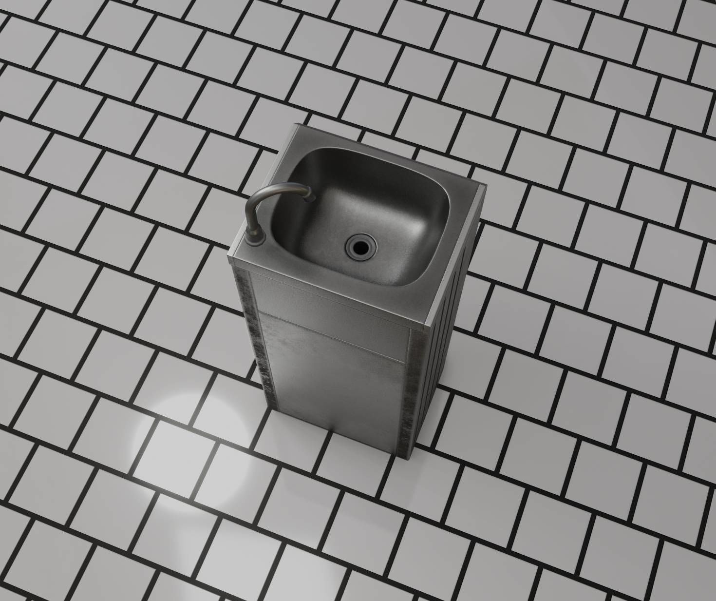 Public Metal Sink - 19 - Simple Compact Low-poly 3D model_88