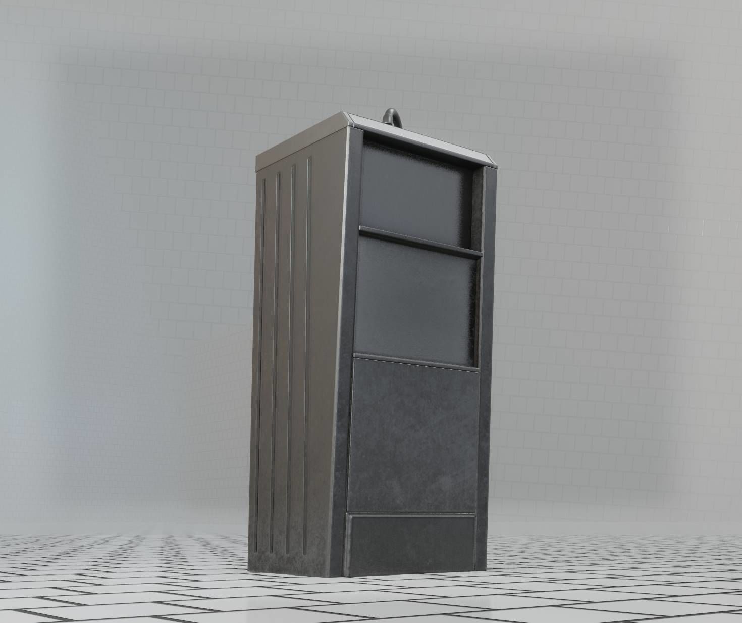 Public Metal Sink - 19 - Simple Compact Low-poly 3D model_84