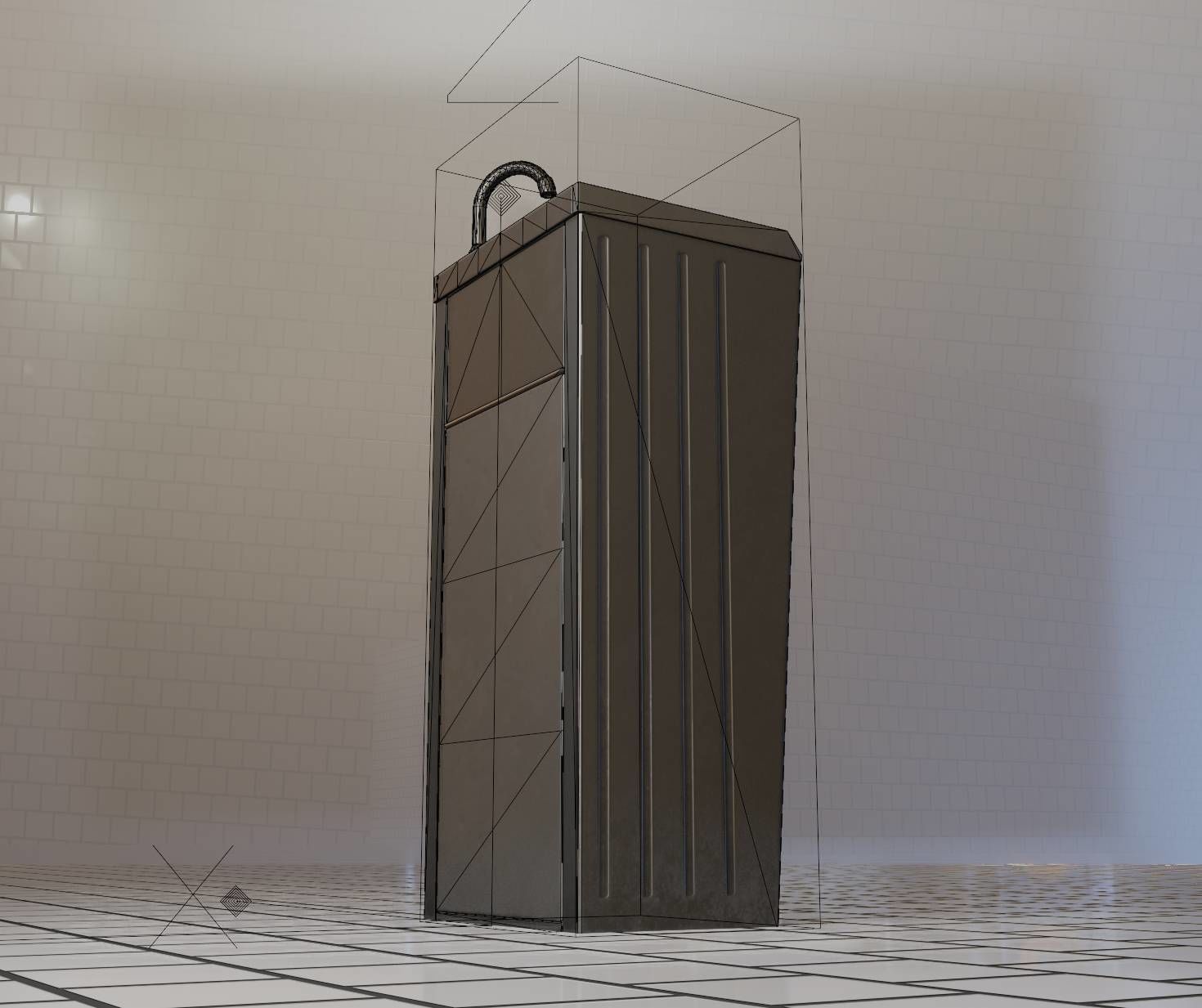 Public Metal Sink - 19 - Simple Compact Low-poly 3D model_86