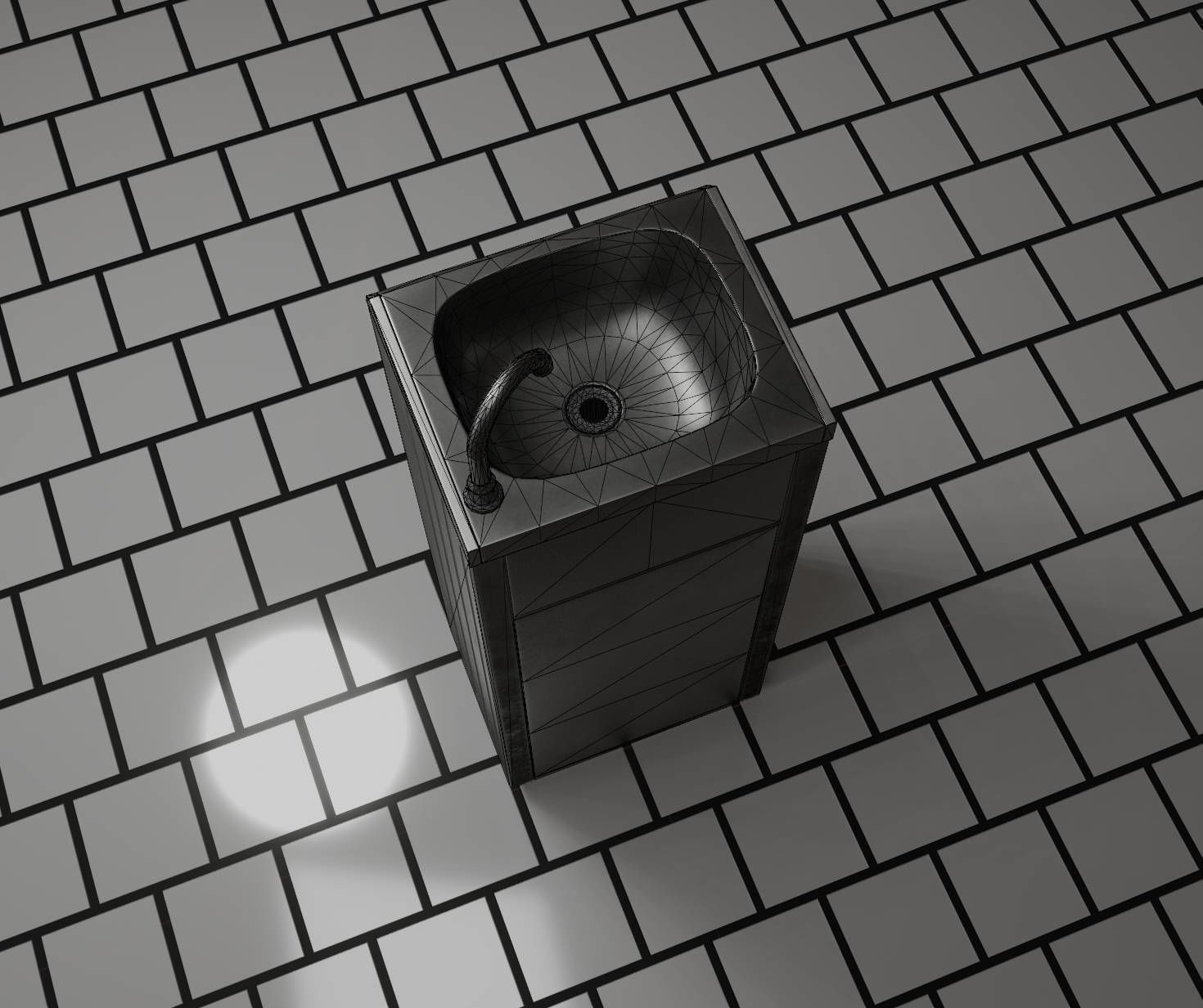 Public Metal Sink - 19 - Simple Compact Low-poly 3D model_58