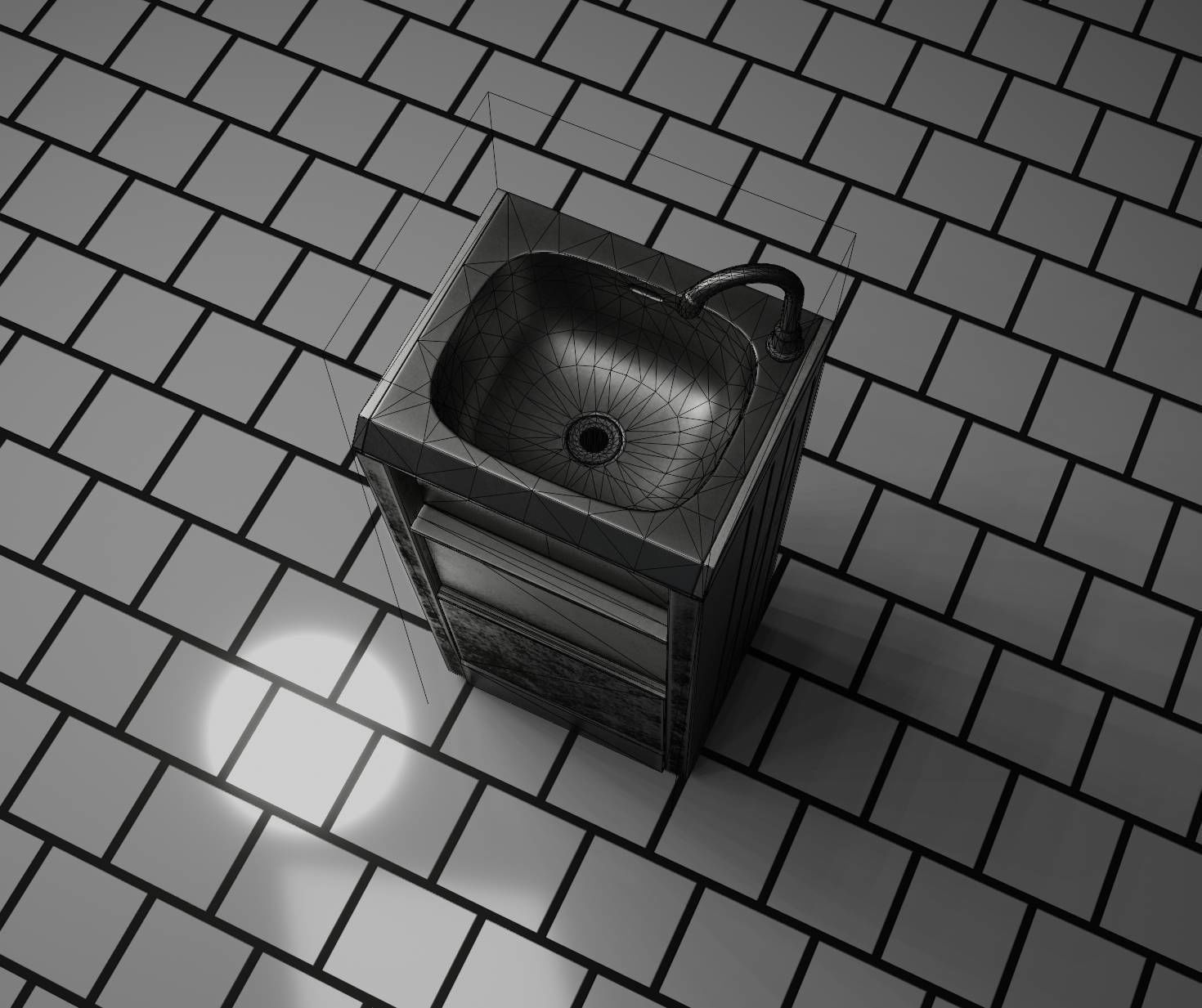 Public Metal Sink - 19 - Simple Compact Low-poly 3D model_61