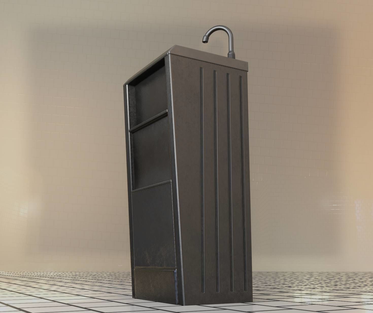 Public Metal Sink - 19 - Simple Compact Low-poly 3D model_20