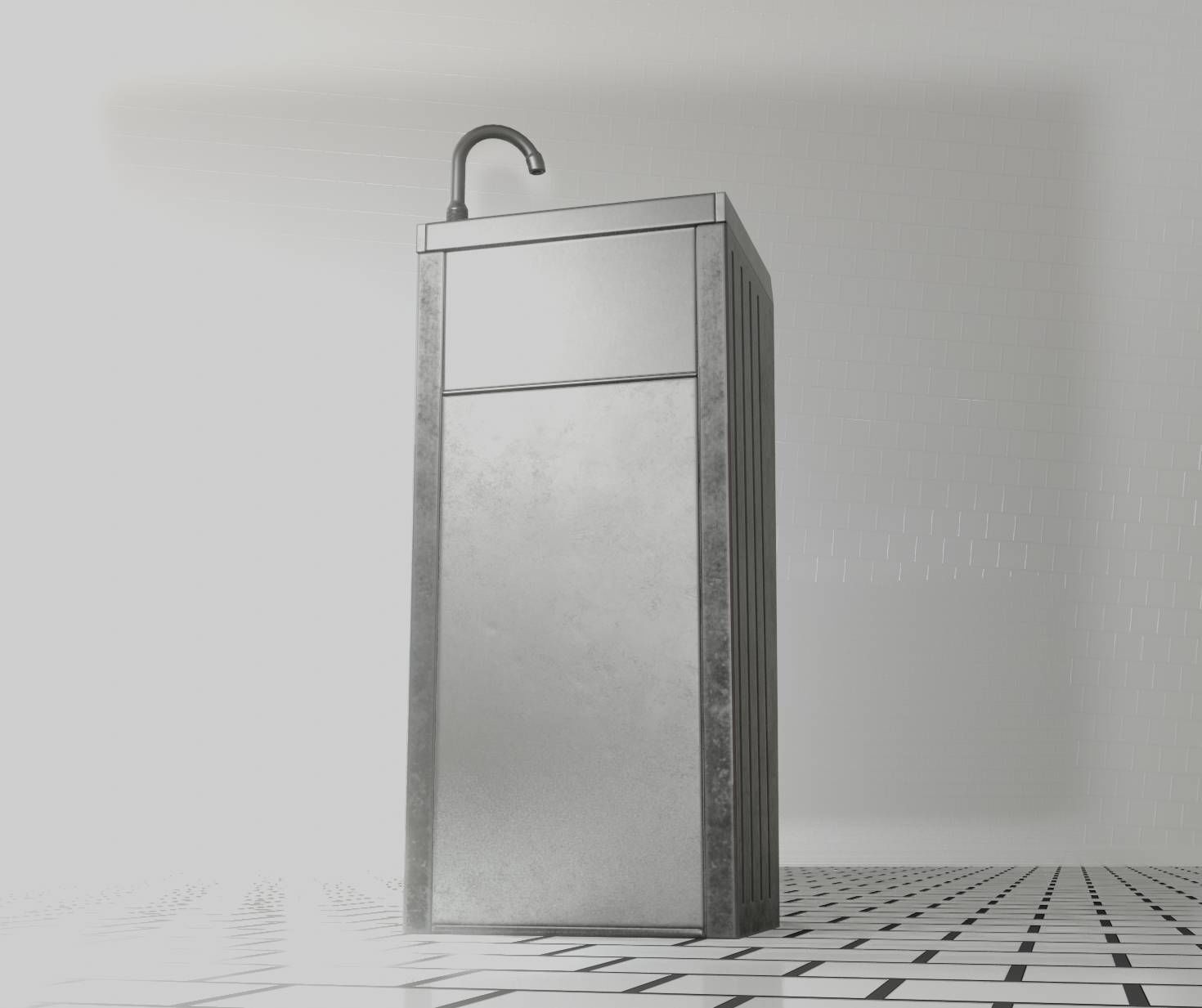 Public Metal Sink - 19 - Simple Compact Low-poly 3D model_79