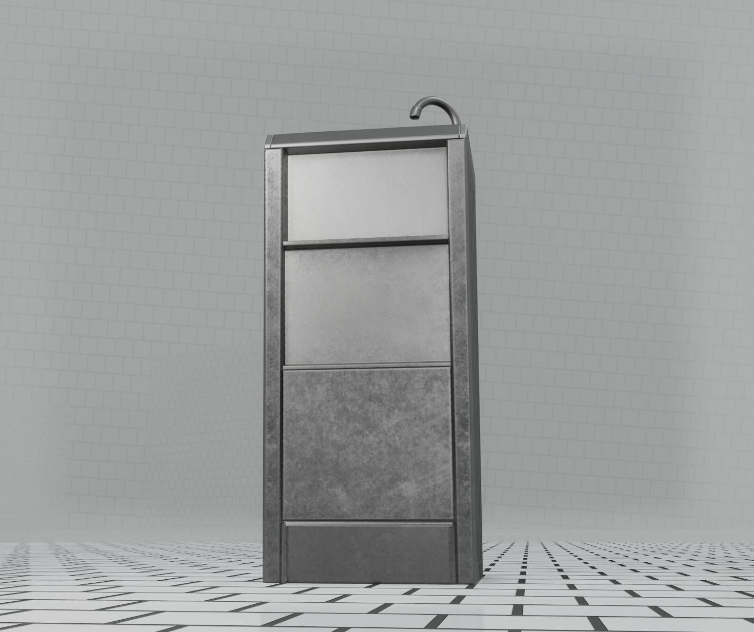 Public Metal Sink - 19 - Simple Compact Low-poly 3D model_83