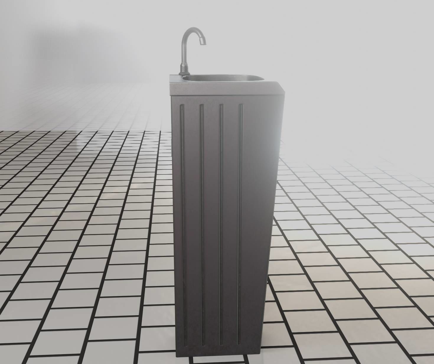 Public Metal Sink - 19 - Simple Compact Low-poly 3D model_45