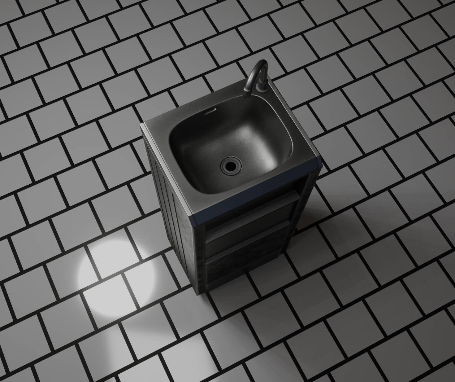 Public Metal Sink - 19 - Simple Compact Low-poly 3D model_62