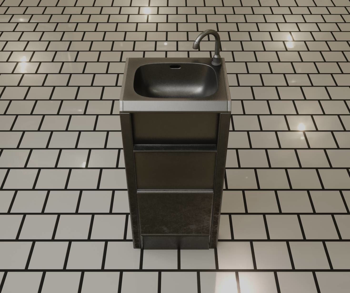 Public Metal Sink - 19 - Simple Compact Low-poly 3D model_67