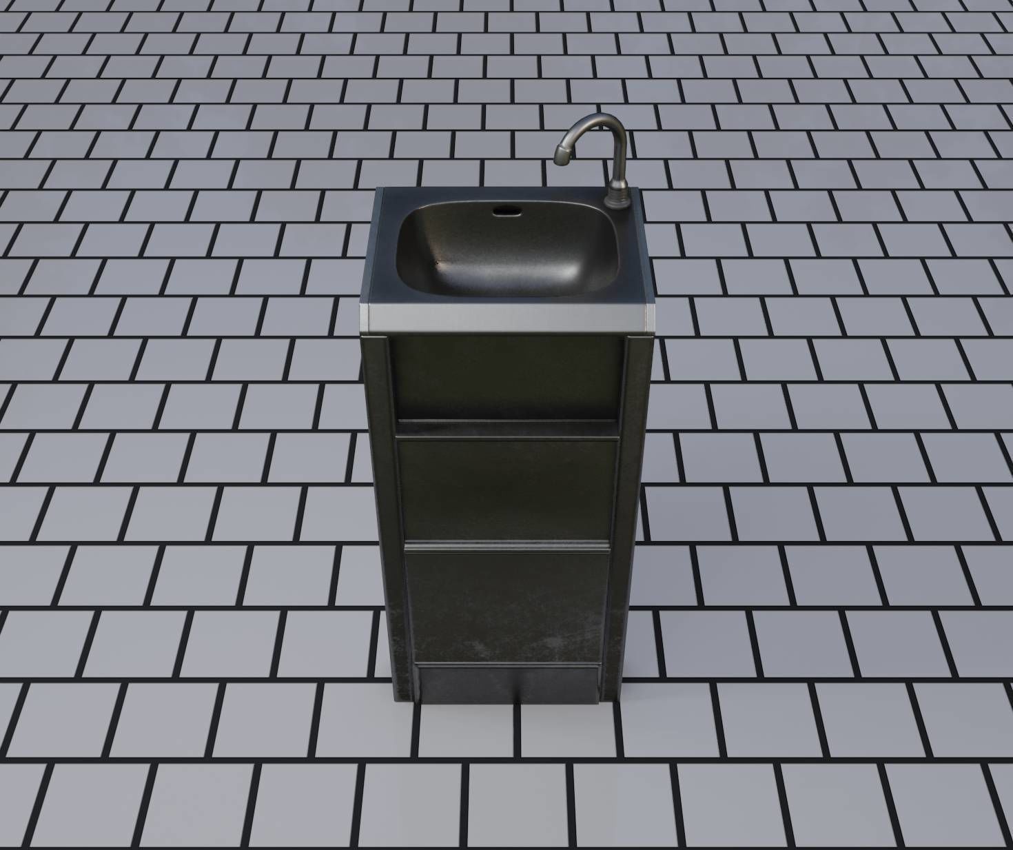 Public Metal Sink - 19 - Simple Compact Low-poly 3D model_98