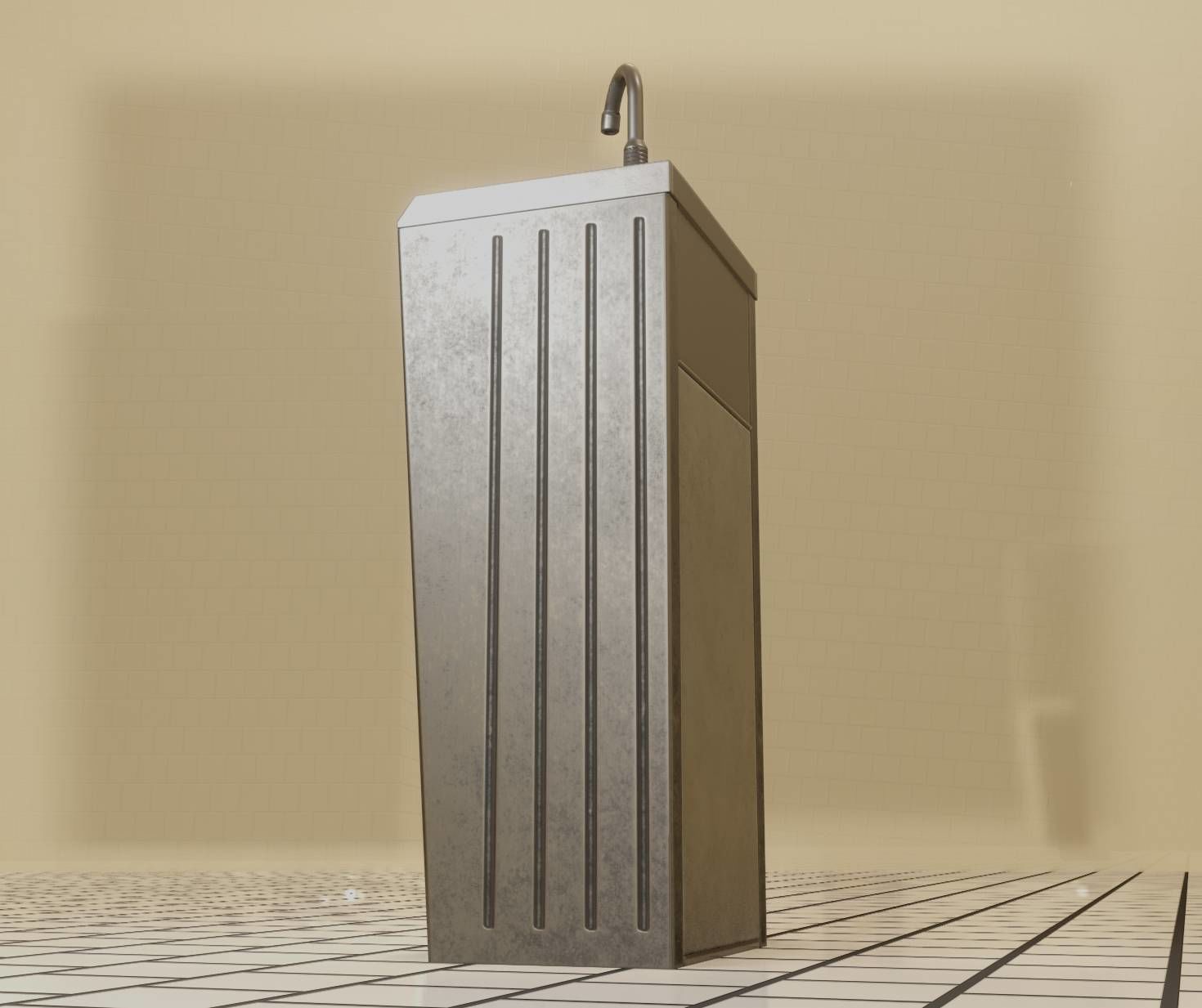Public Metal Sink - 19 - Simple Compact Low-poly 3D model_50