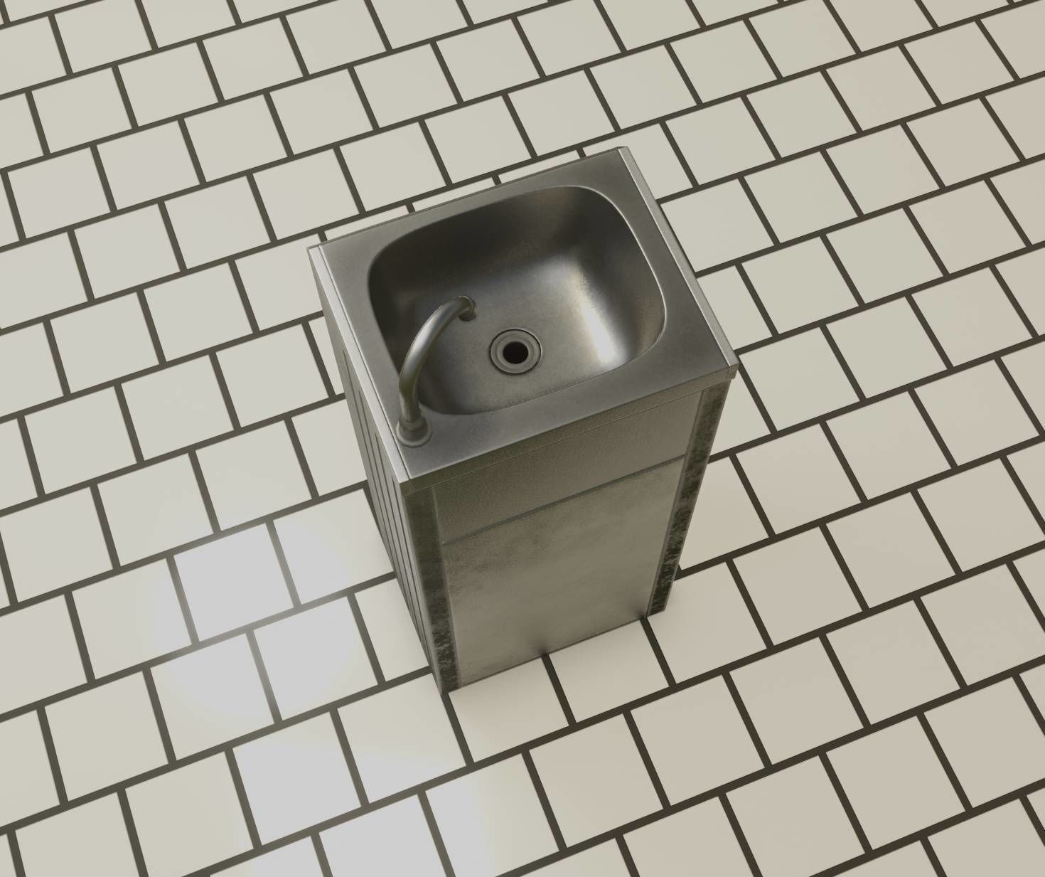 Public Metal Sink - 18 - compact Low-poly 3D model_66