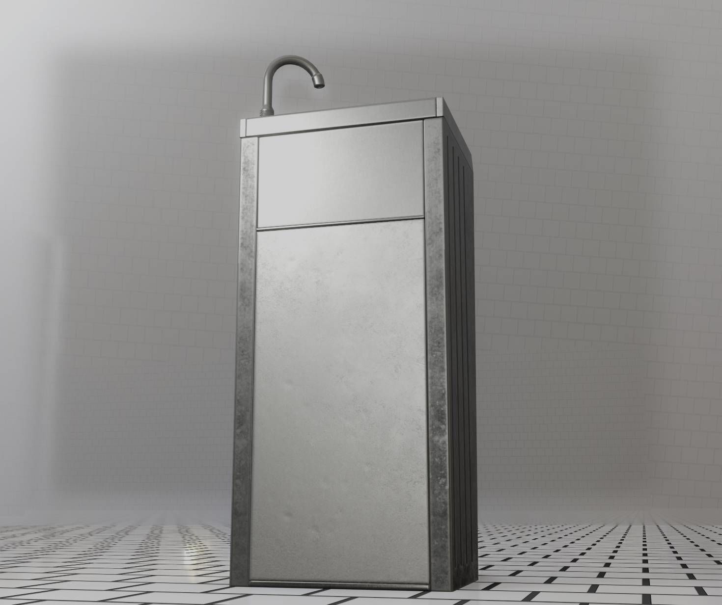 Public Metal Sink - 18 - compact Low-poly 3D model_56