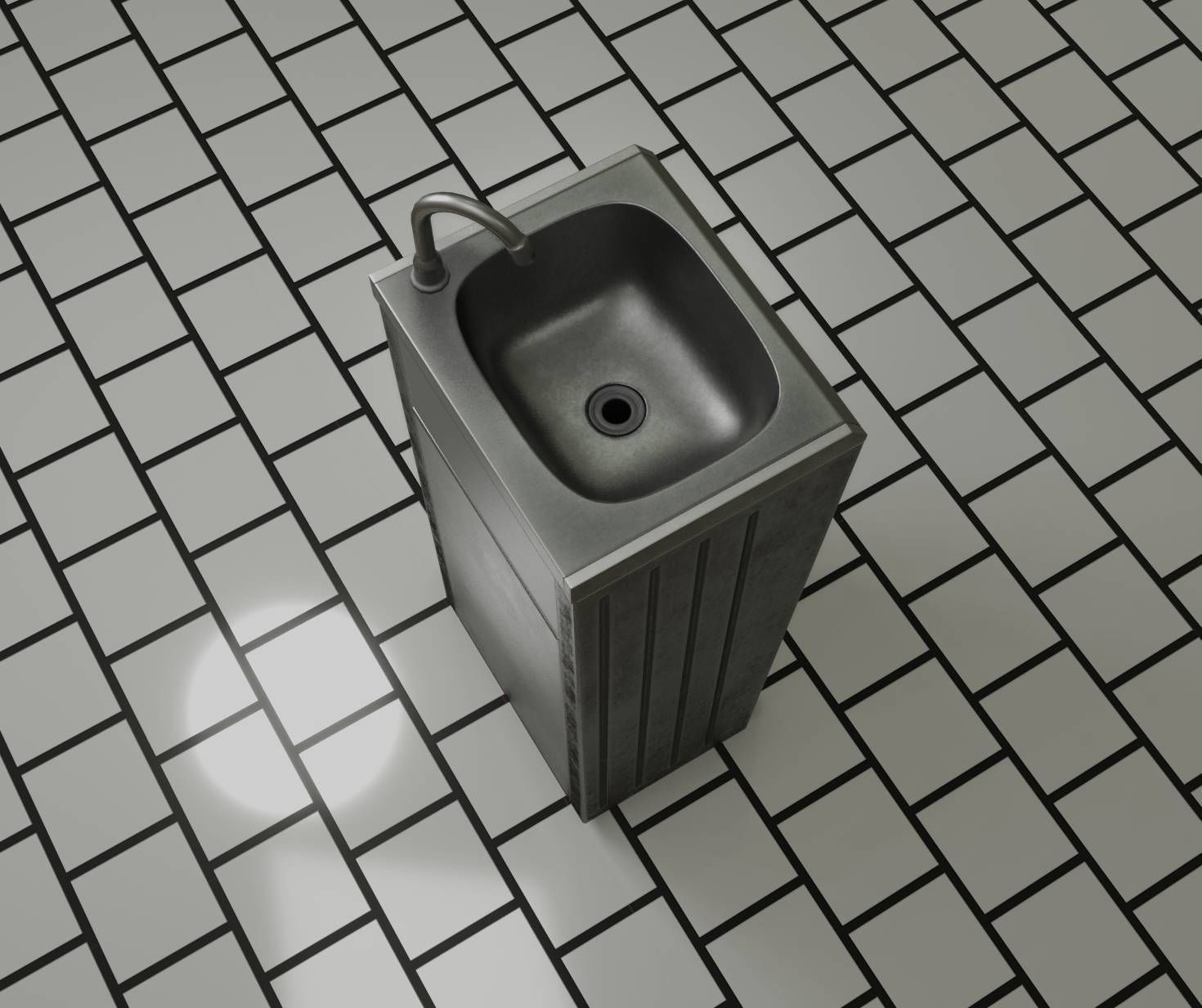 Public Metal Sink - 18 - compact Low-poly 3D model_33