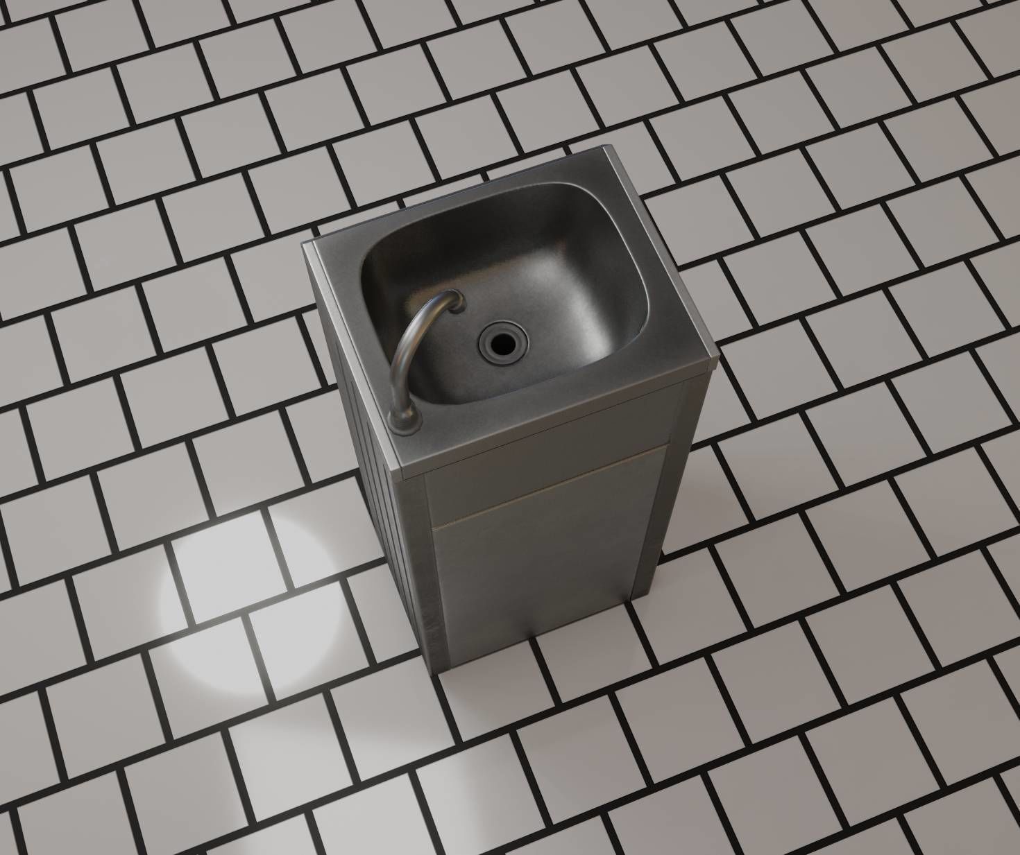Public Metal Sink - 18 - compact Low-poly 3D model_5