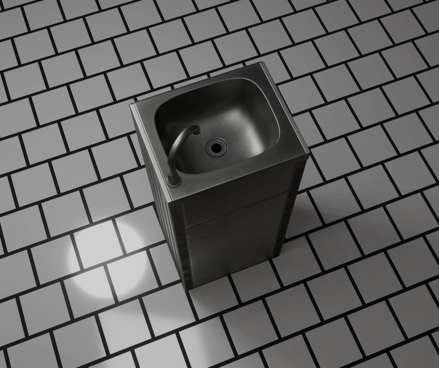 Public Metal Sink - 18 - compact Low-poly 3D model_97