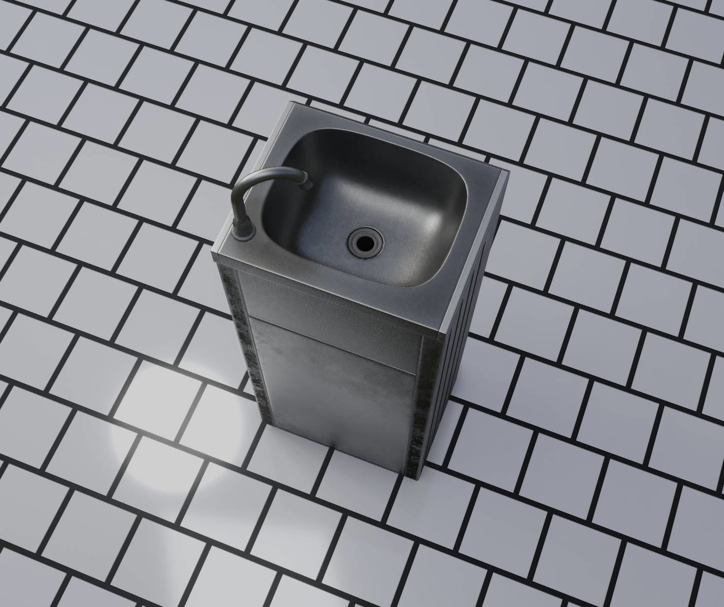 Public Metal Sink - 18 - compact Low-poly 3D model_65