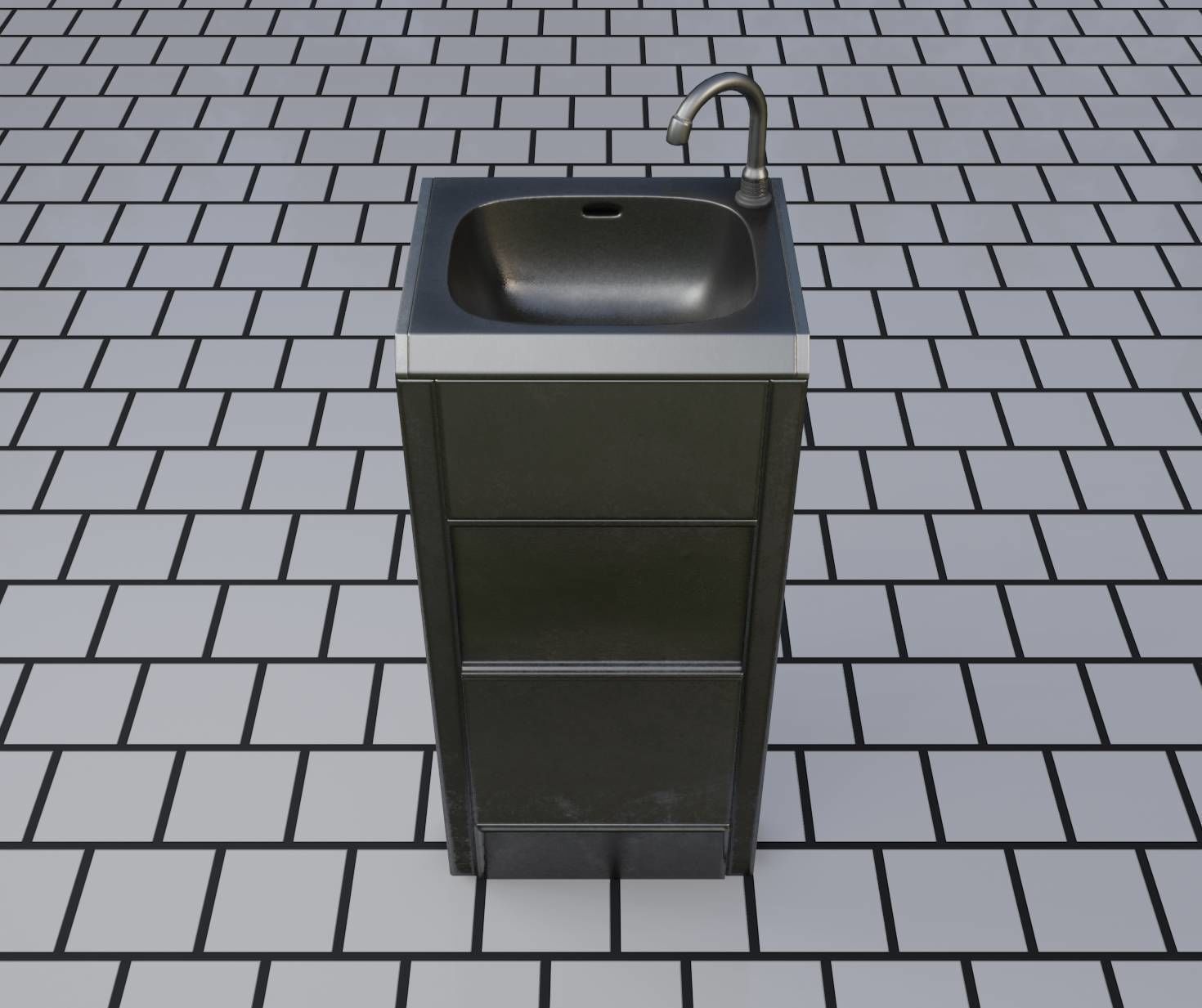 Public Metal Sink - 18 - compact Low-poly 3D model_75