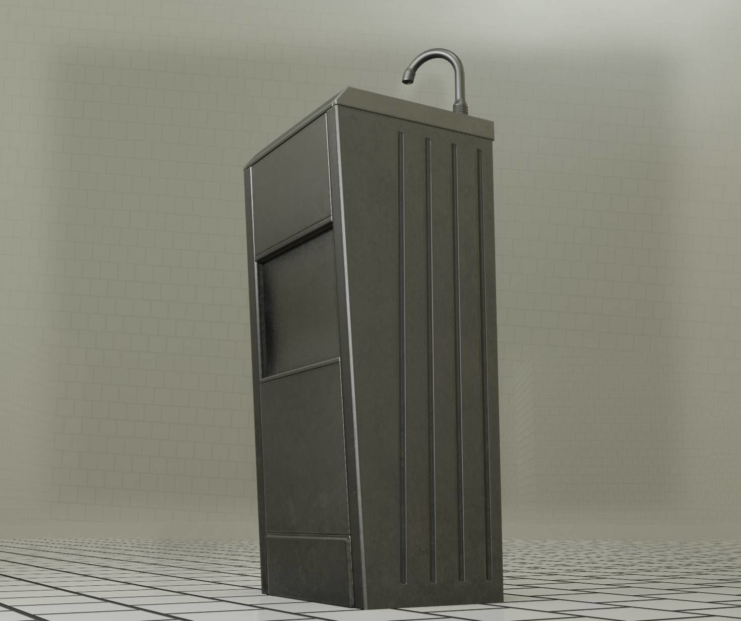 Public Metal Sink - 18 - compact Low-poly 3D model_59