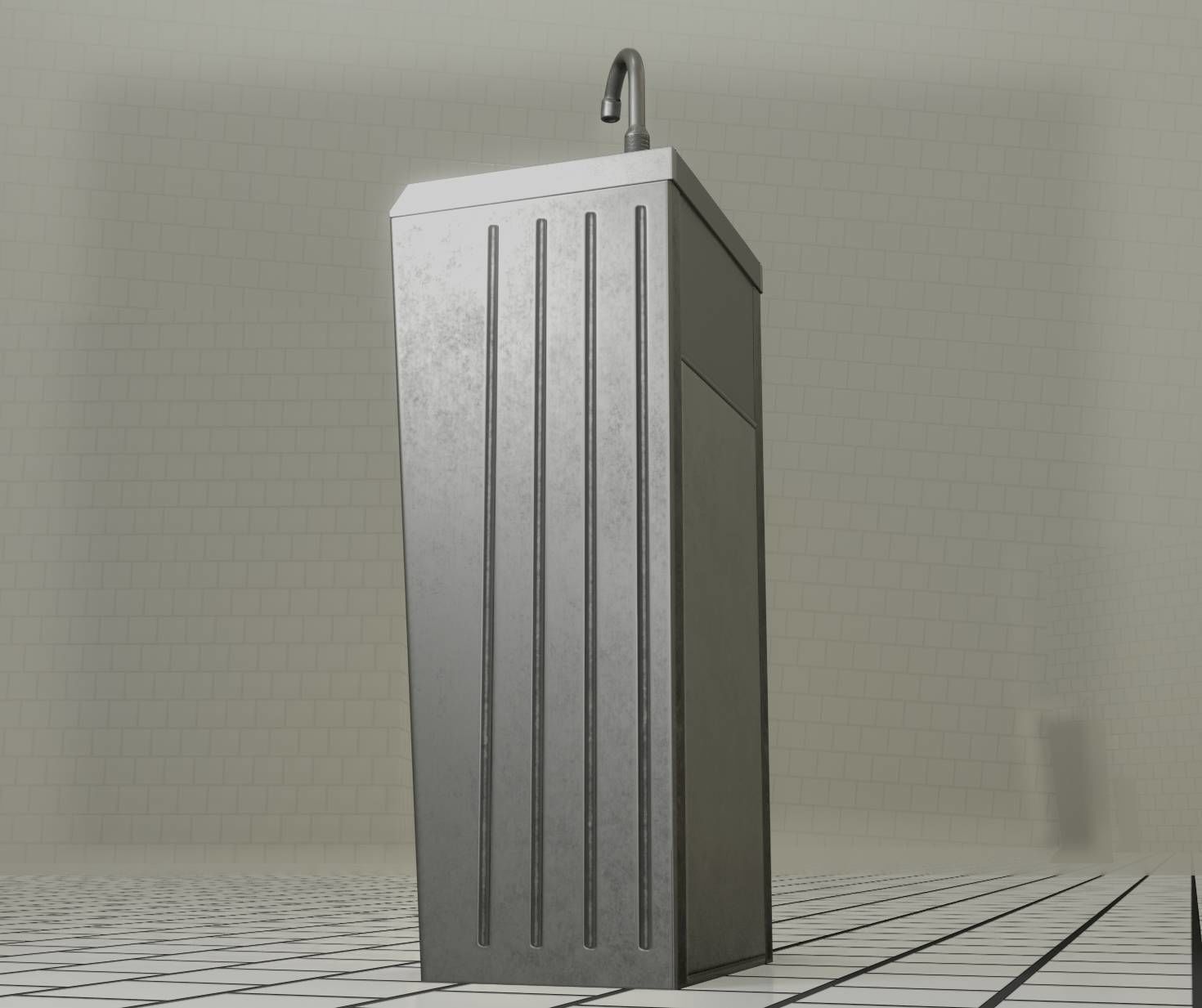Public Metal Sink - 18 - compact Low-poly 3D model_58