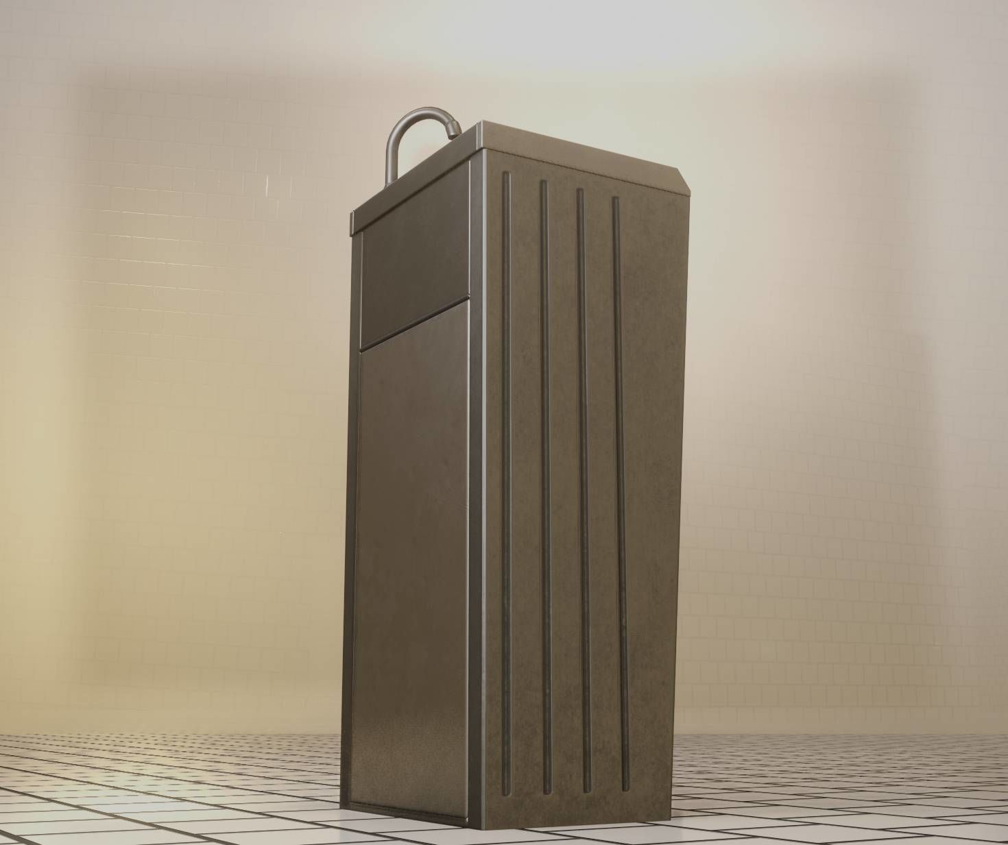 Public Metal Sink - 18 - compact Low-poly 3D model_63