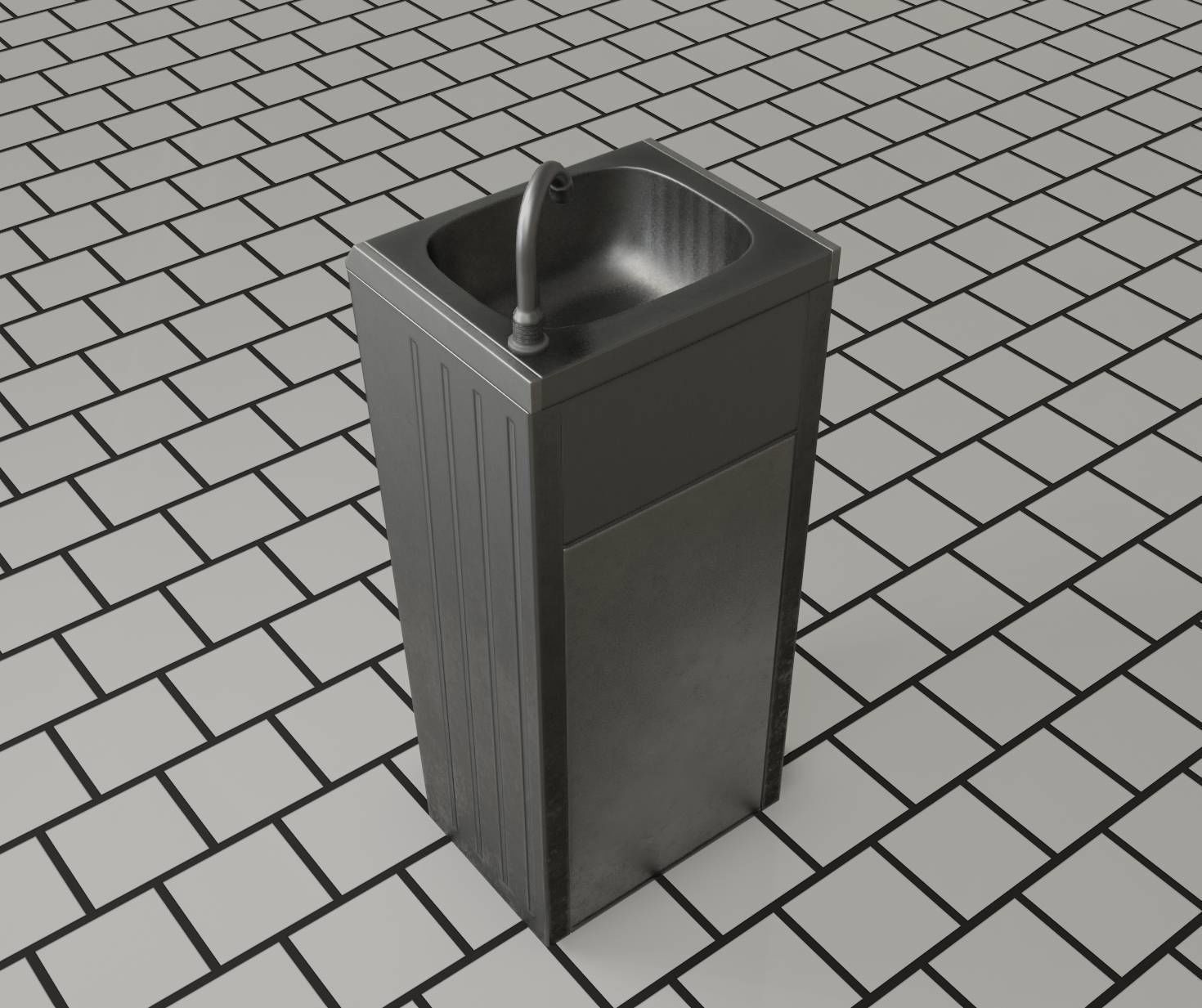 Public Metal Sink - 18 - compact Low-poly 3D model_48