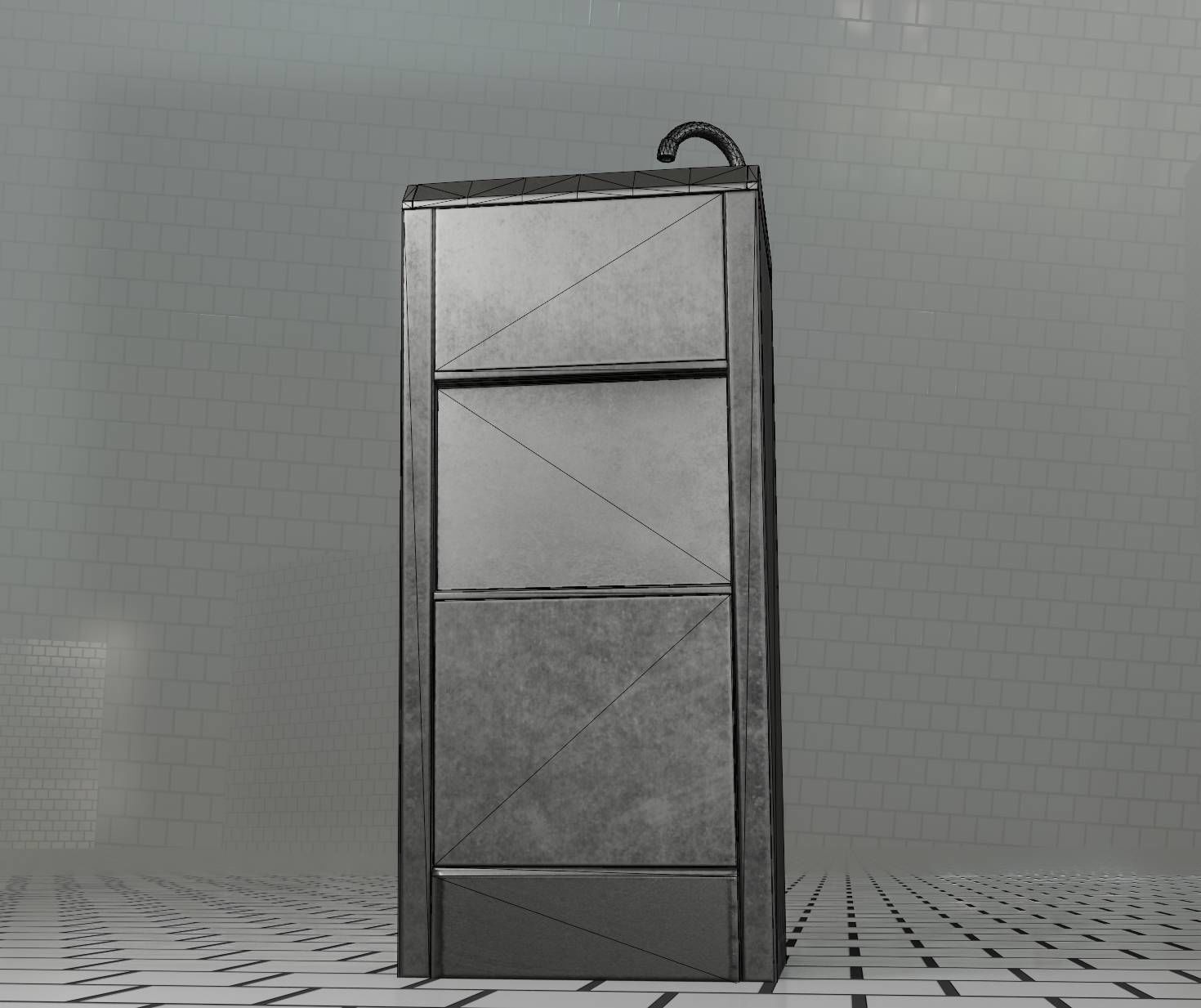 Public Metal Sink - 18 - compact Low-poly 3D model_91