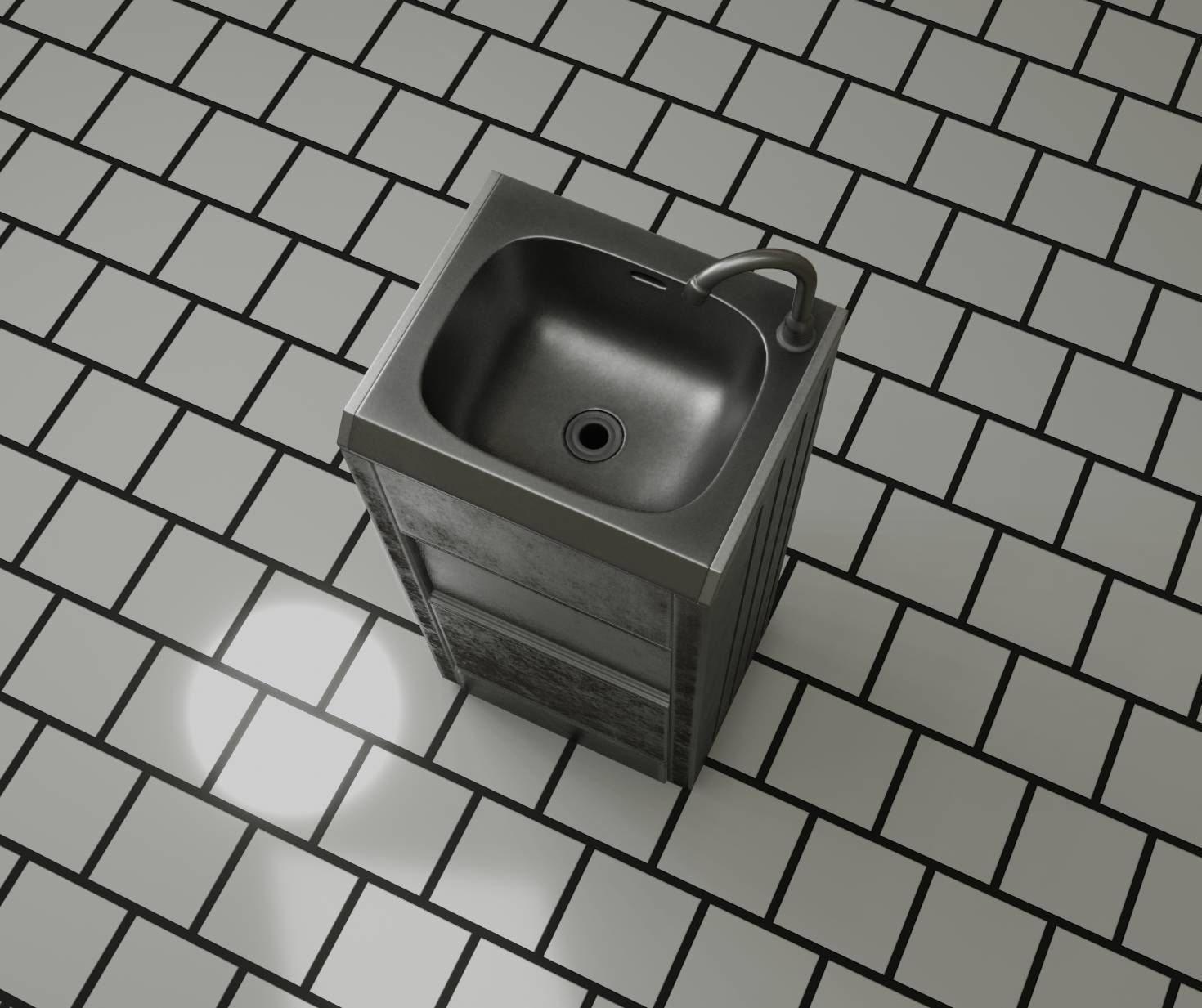Public Metal Sink - 18 - compact Low-poly 3D model_8