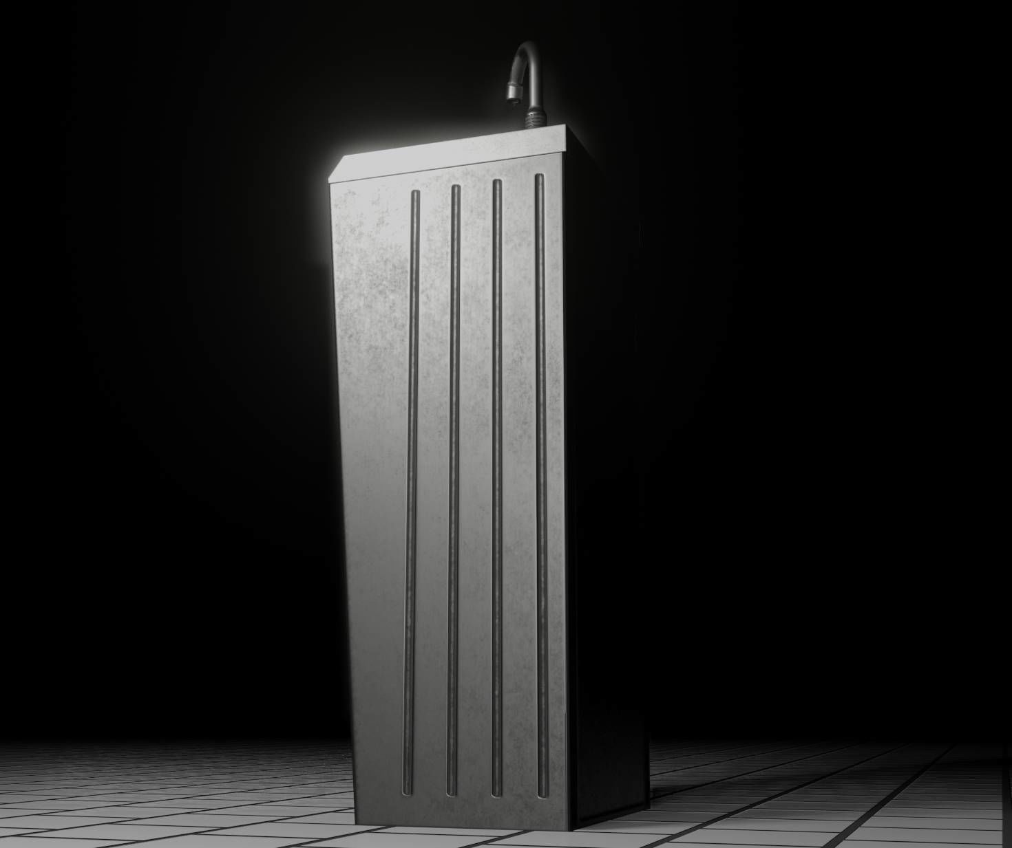 Public Metal Sink - 18 - compact Low-poly 3D model_27