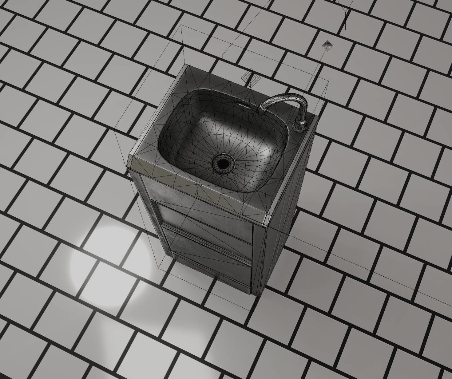 Public Metal Sink - 18 - compact Low-poly 3D model_69
