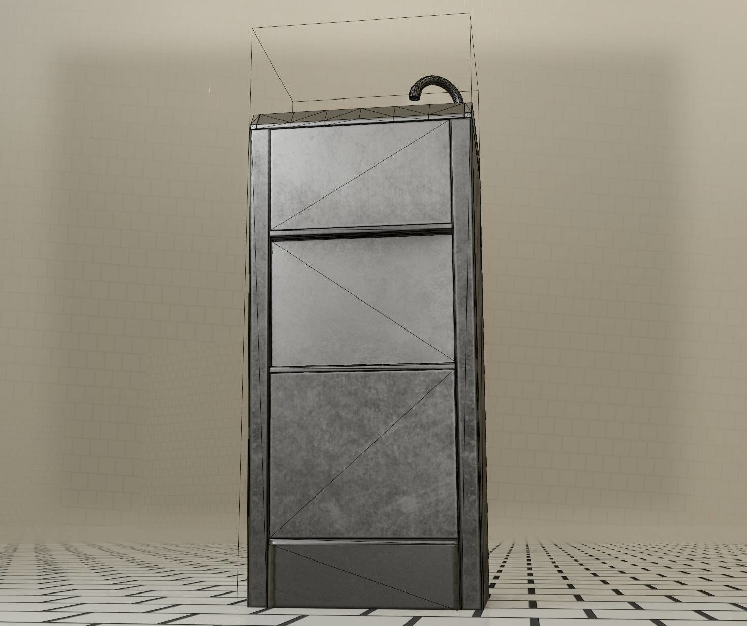 Public Metal Sink - 18 - compact Low-poly 3D model_60