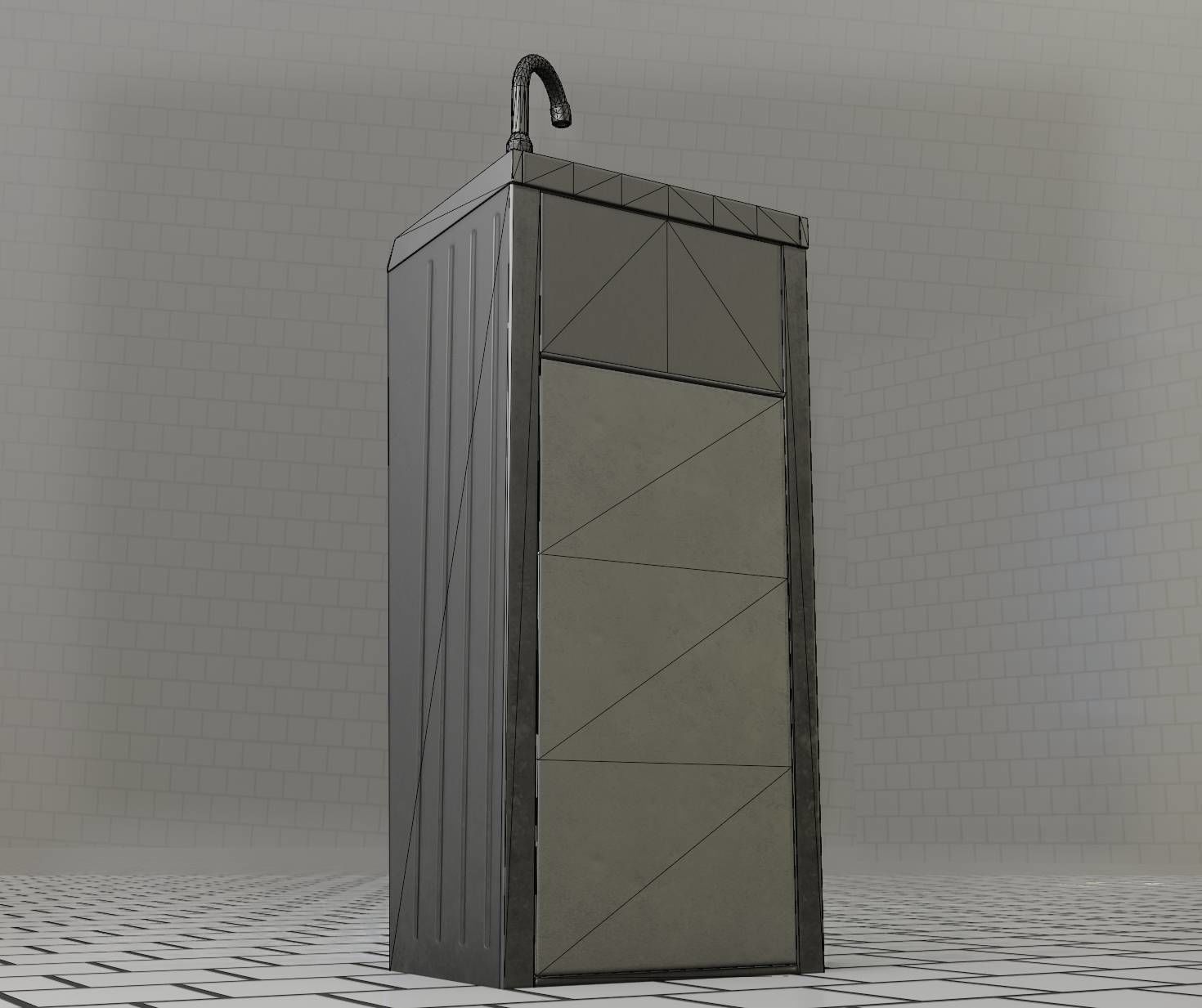 Public Metal Sink - 18 - compact Low-poly 3D model_57