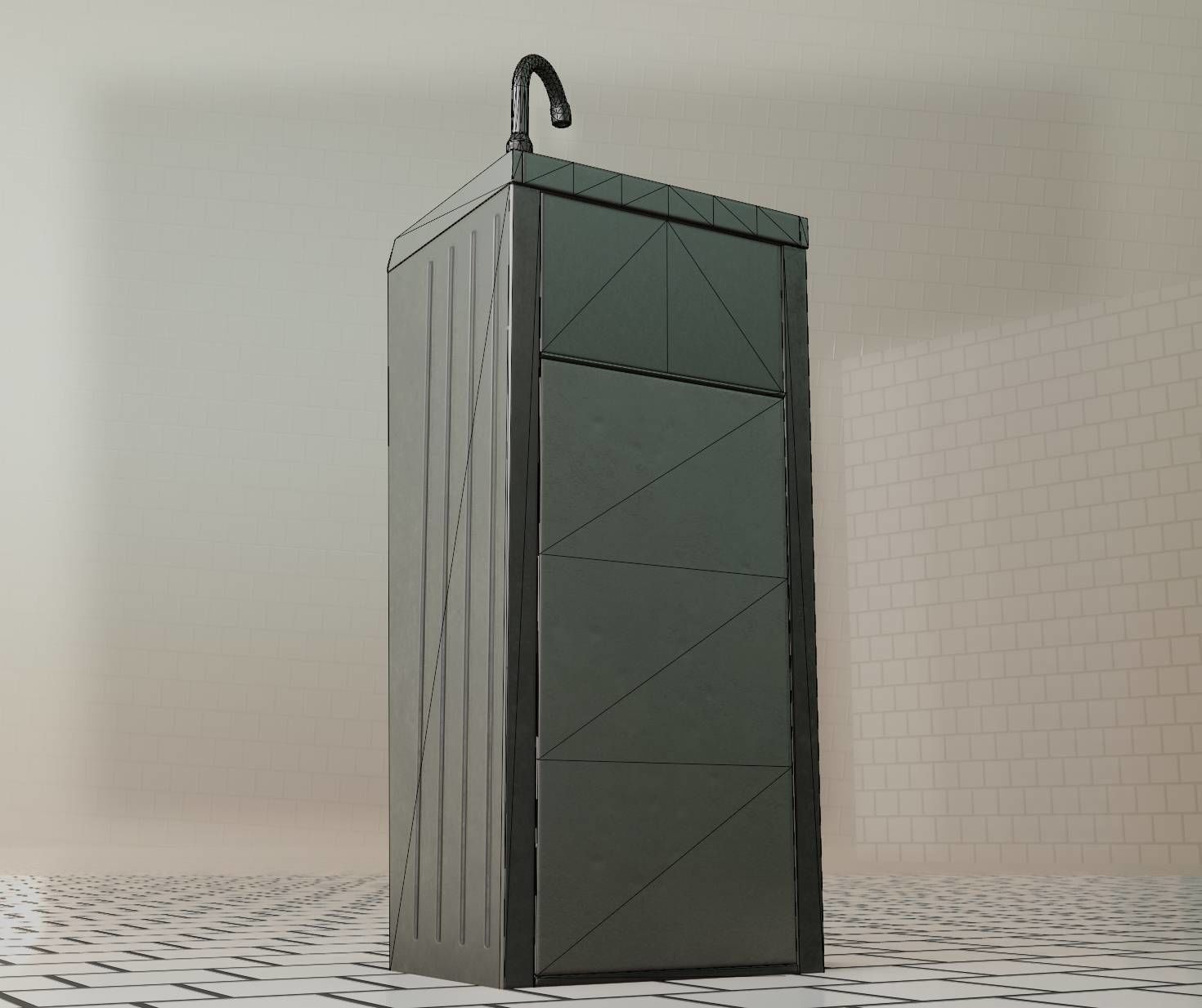 Public Metal Sink - 18 - compact Low-poly 3D model_88