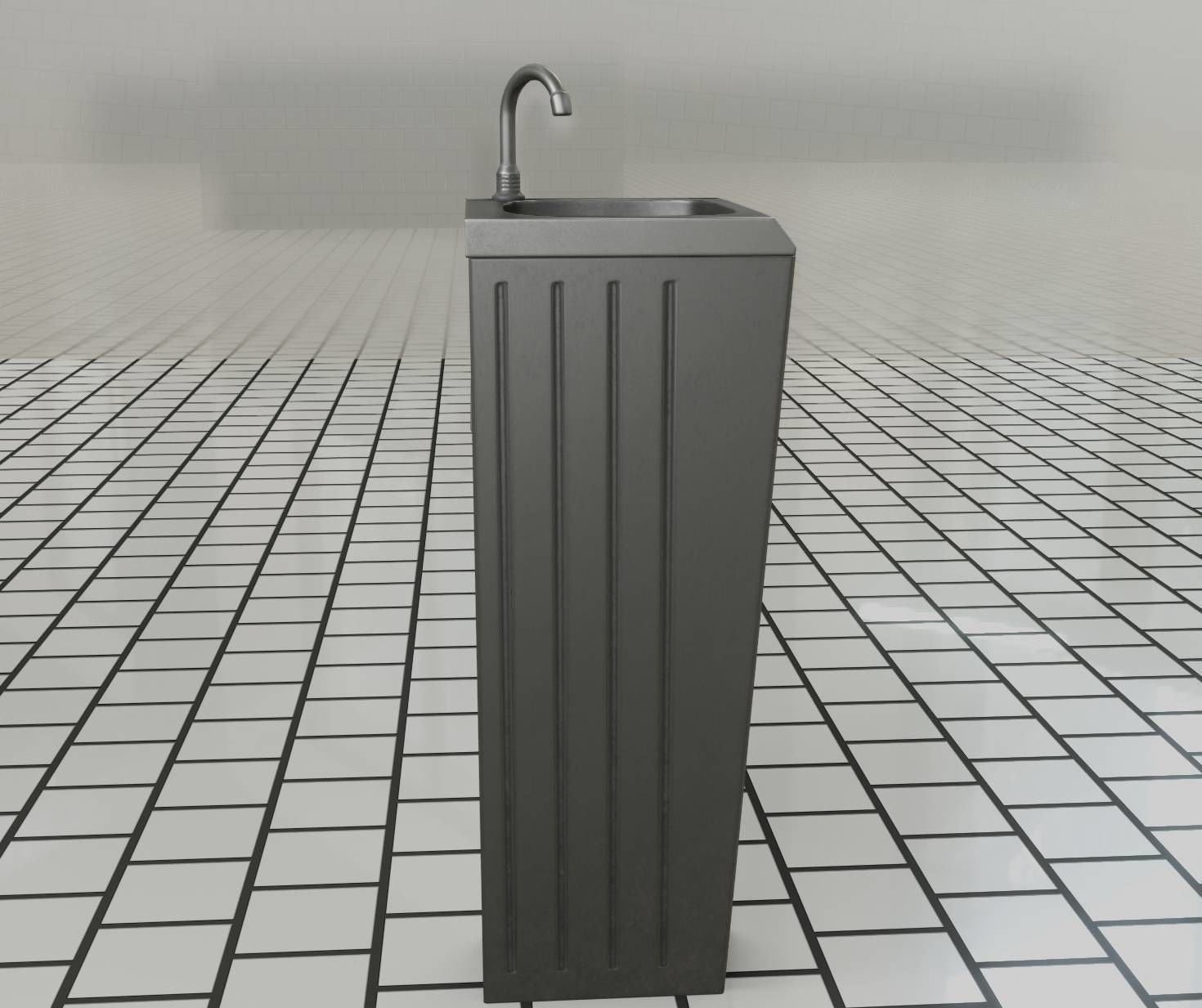 Public Metal Sink - 18 - compact Low-poly 3D model_23