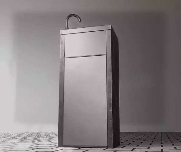 Public Metal Sink - 18 - compact Low-poly 3D model