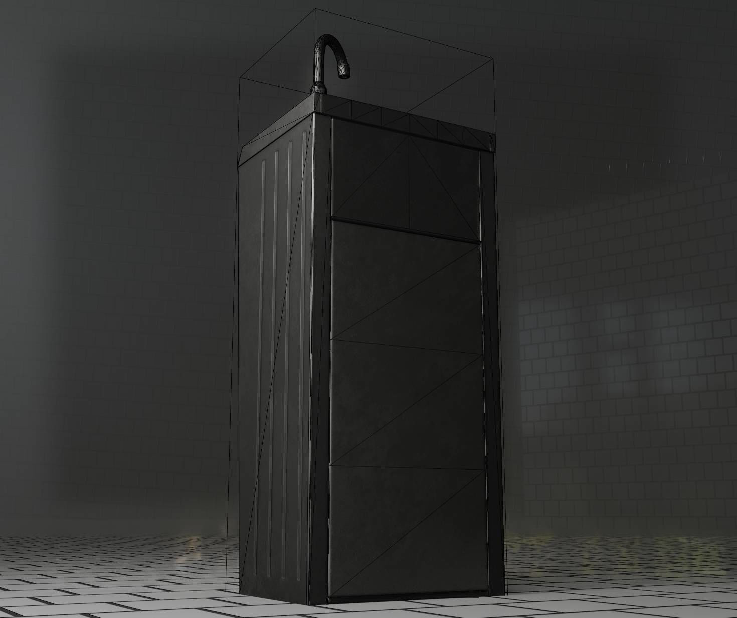 Public Metal Sink - 18 - compact Low-poly 3D model_26