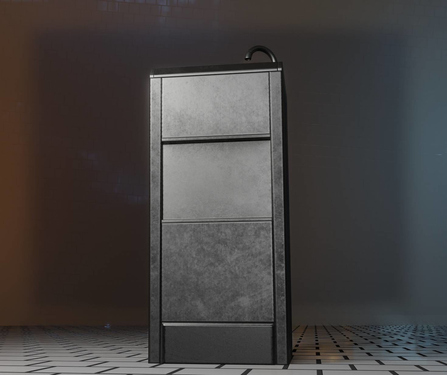 Public Metal Sink - 18 - compact Low-poly 3D model_29