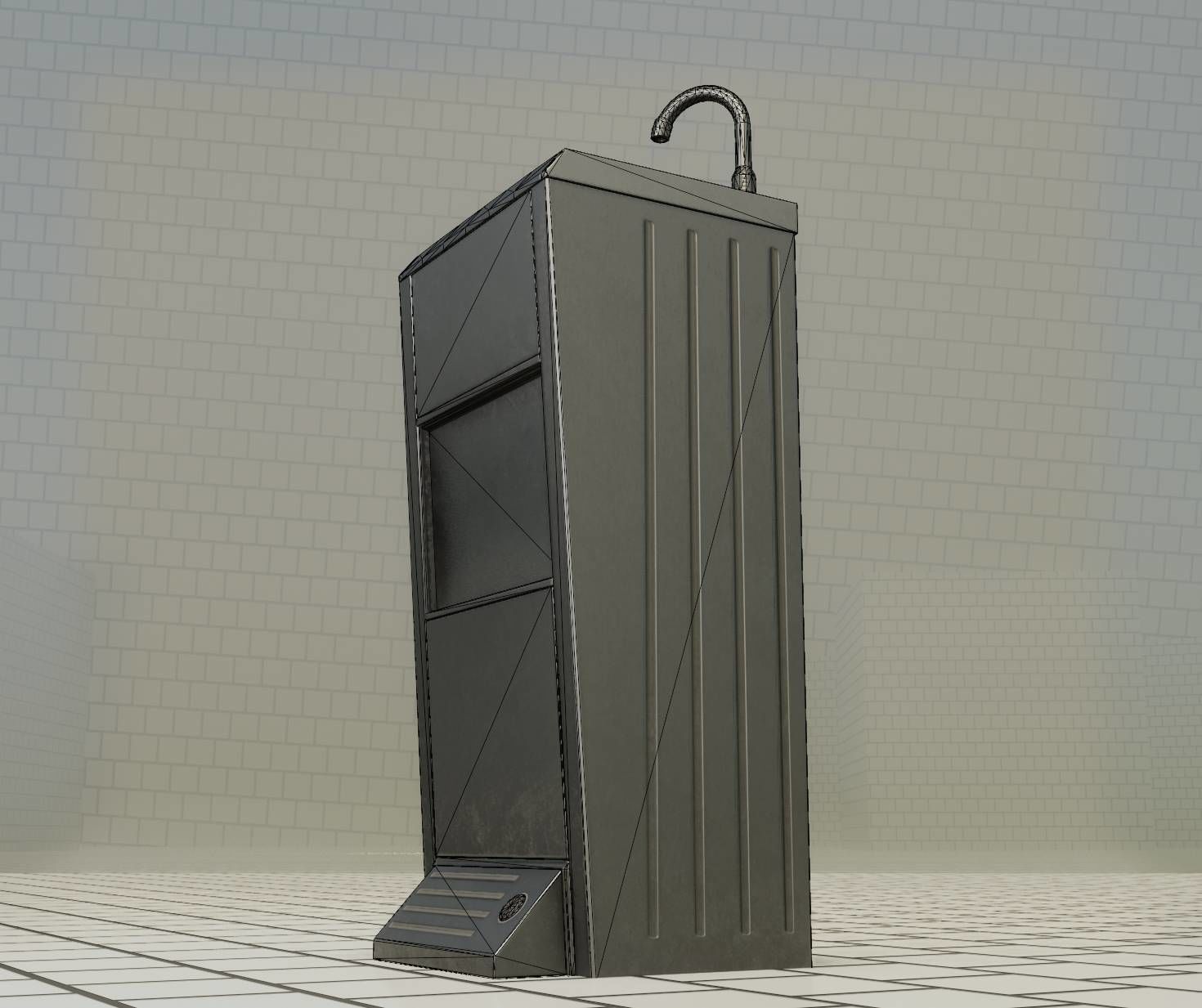 Low-Poly and PBR-Textured Public Metal Sink - 17 - Low-poly 3D model_27