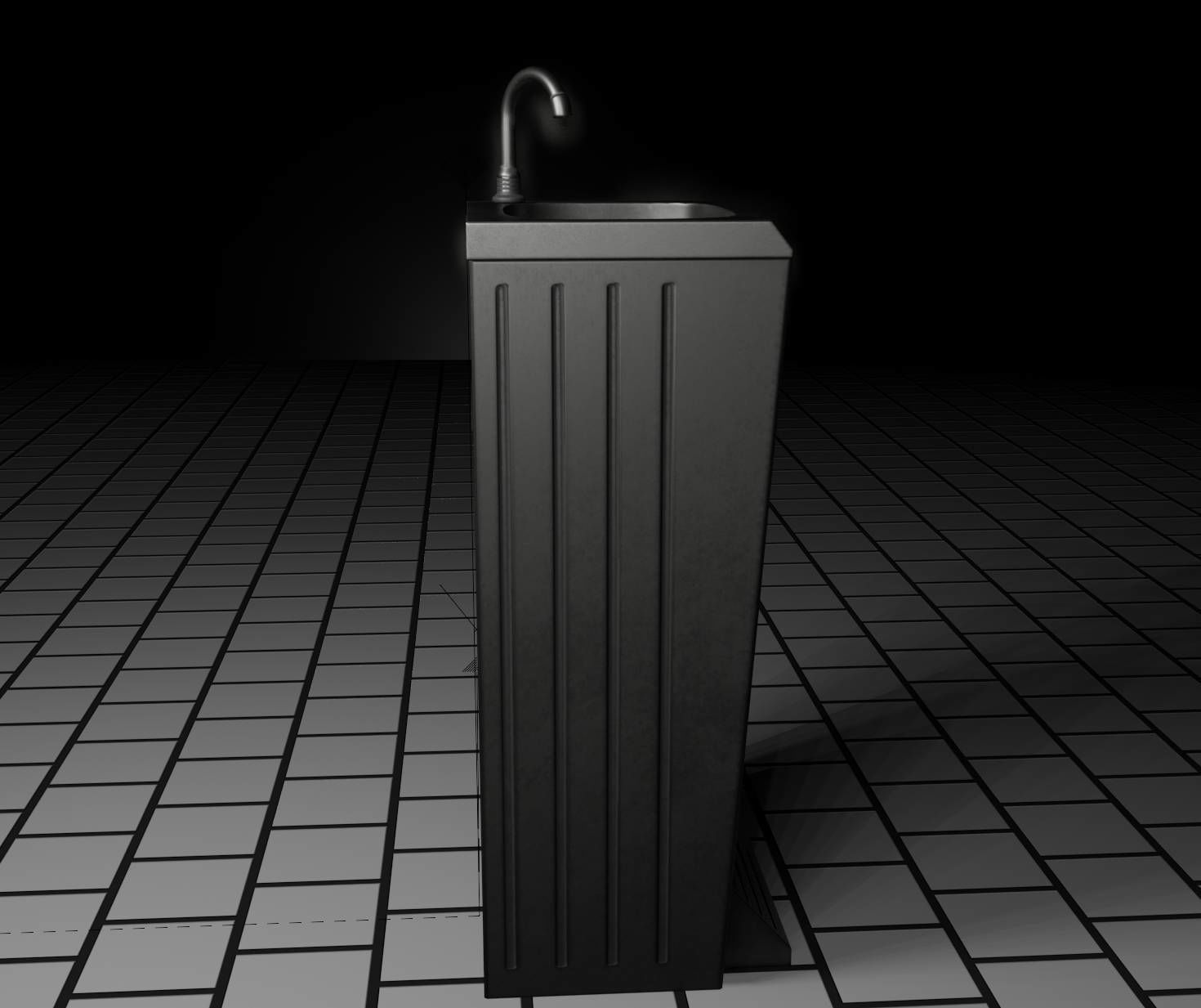 Low-Poly and PBR-Textured Public Metal Sink - 17 - Low-poly 3D model_2