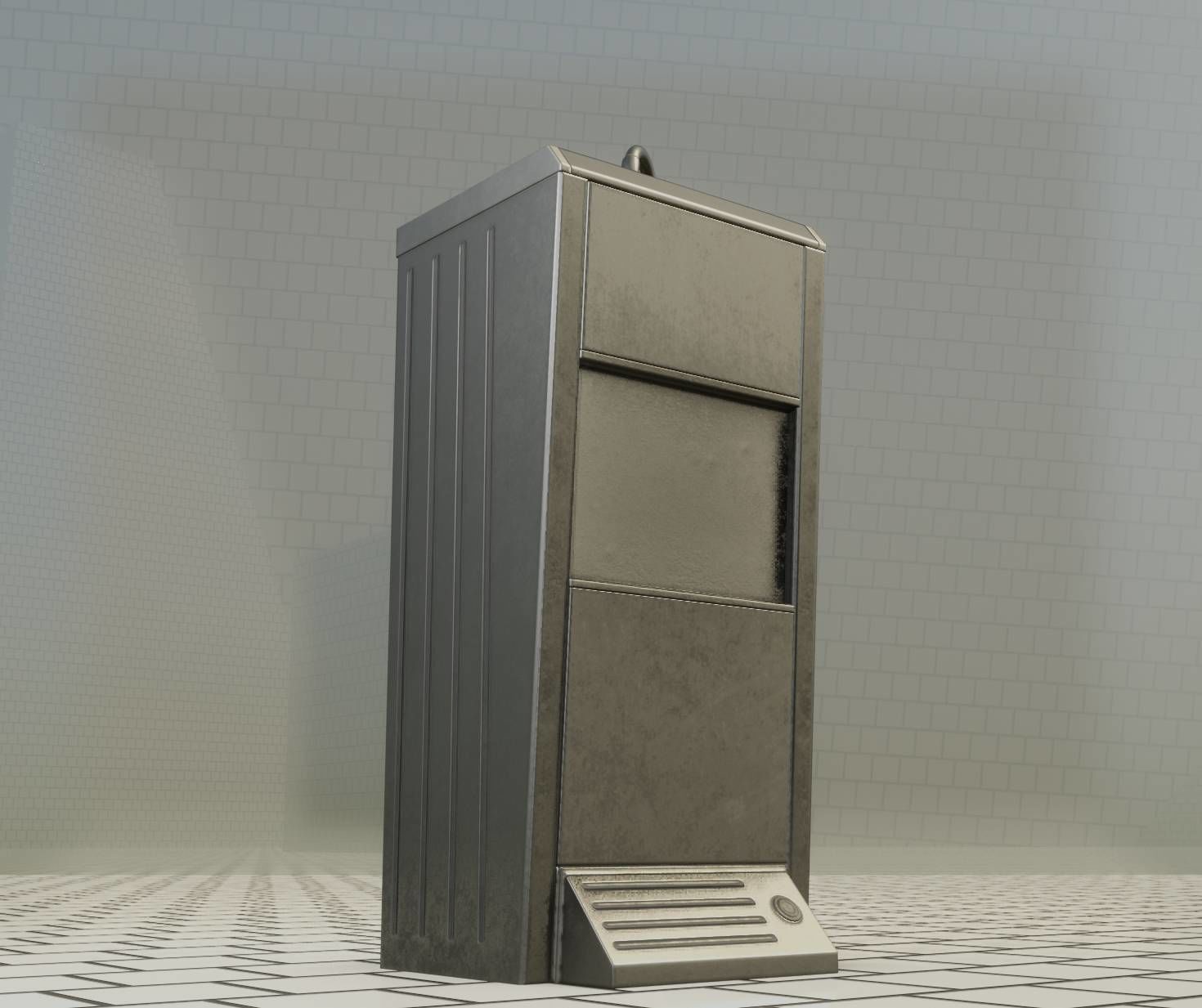 Low-Poly and PBR-Textured Public Metal Sink - 17 - Low-poly 3D model_98