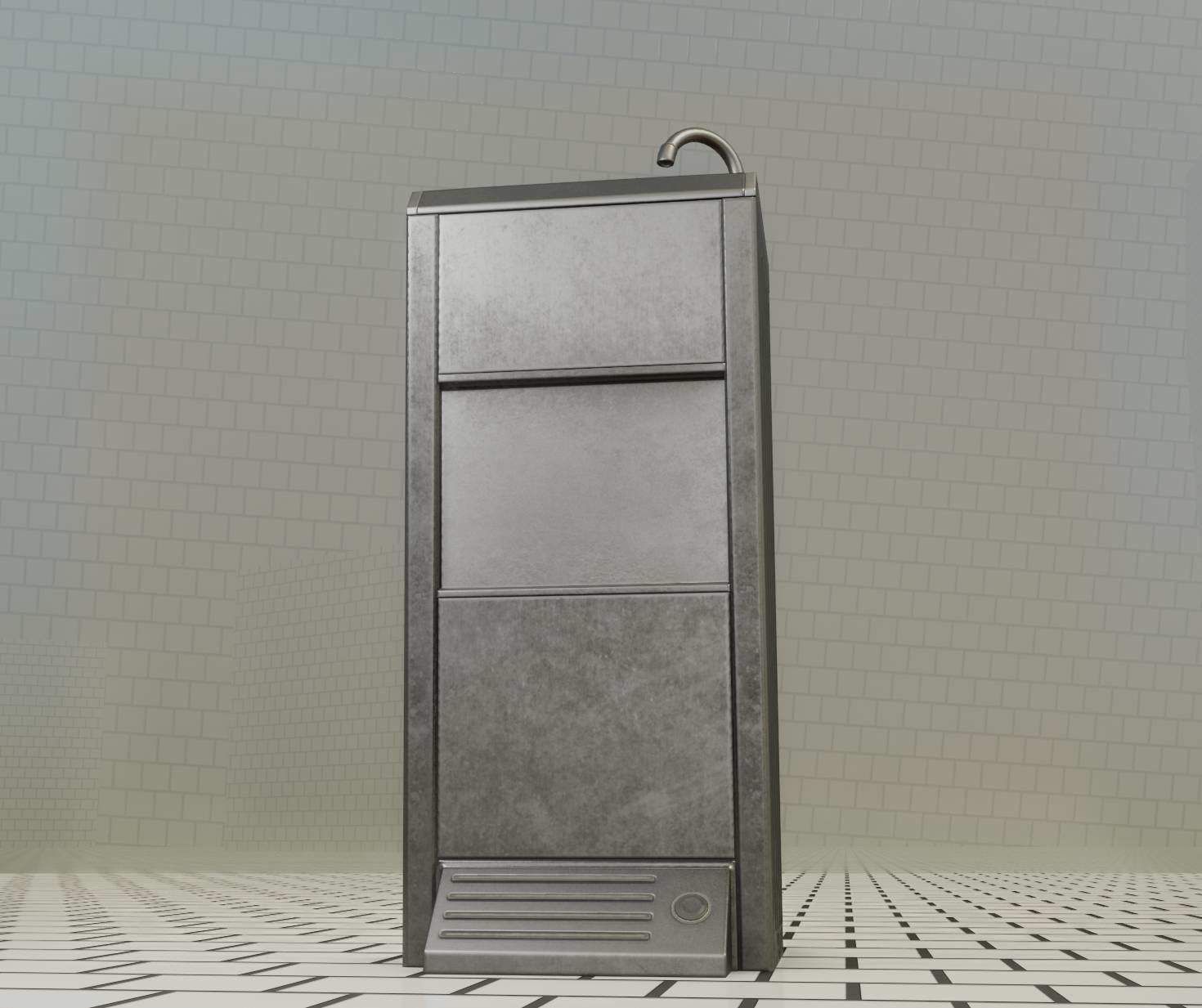 Low-Poly and PBR-Textured Public Metal Sink - 17 - Low-poly 3D model_28