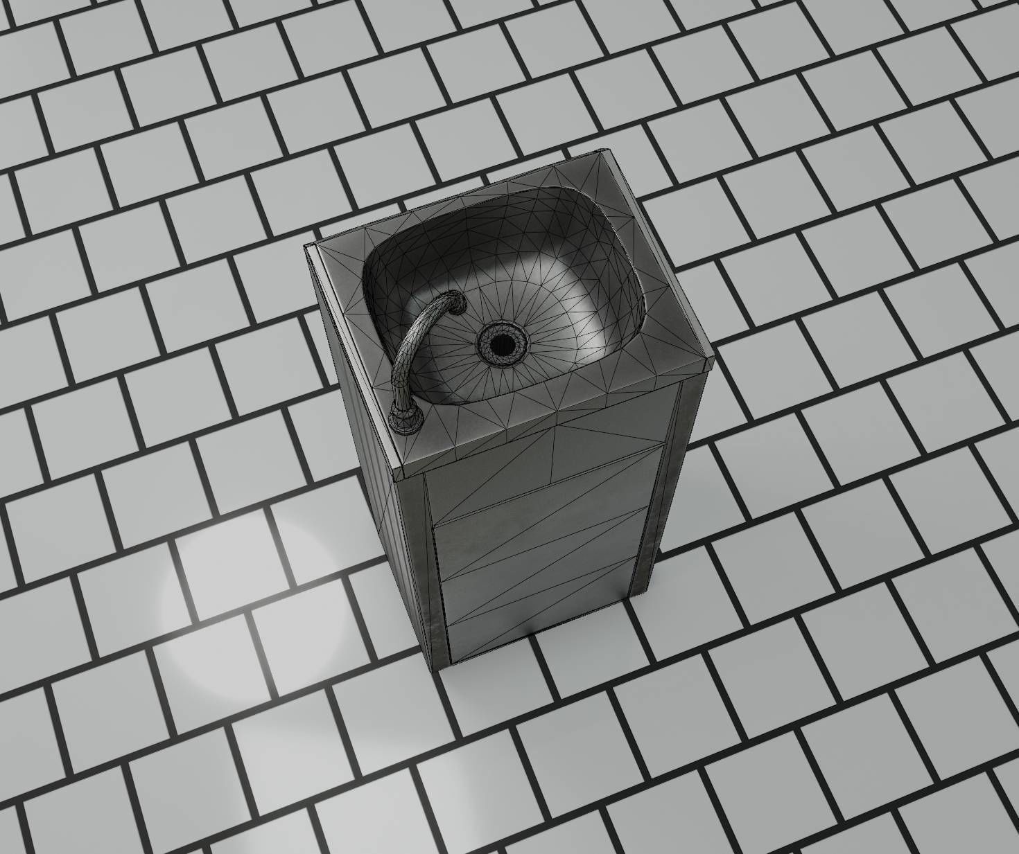 Low-Poly and PBR-Textured Public Metal Sink - 17 - Low-poly 3D model_34