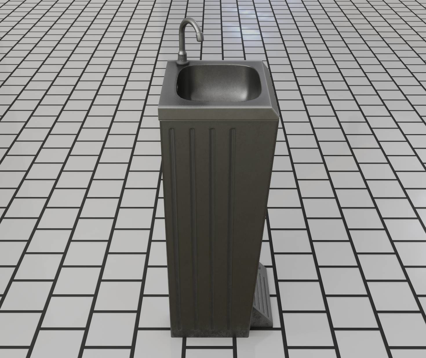 Low-Poly and PBR-Textured Public Metal Sink - 17 - Low-poly 3D model_66