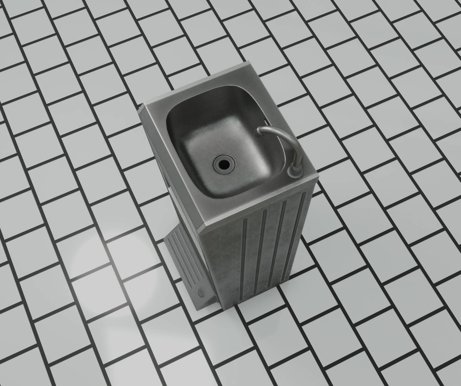 Low-Poly and PBR-Textured Public Metal Sink - 17 - Low-poly 3D model_62