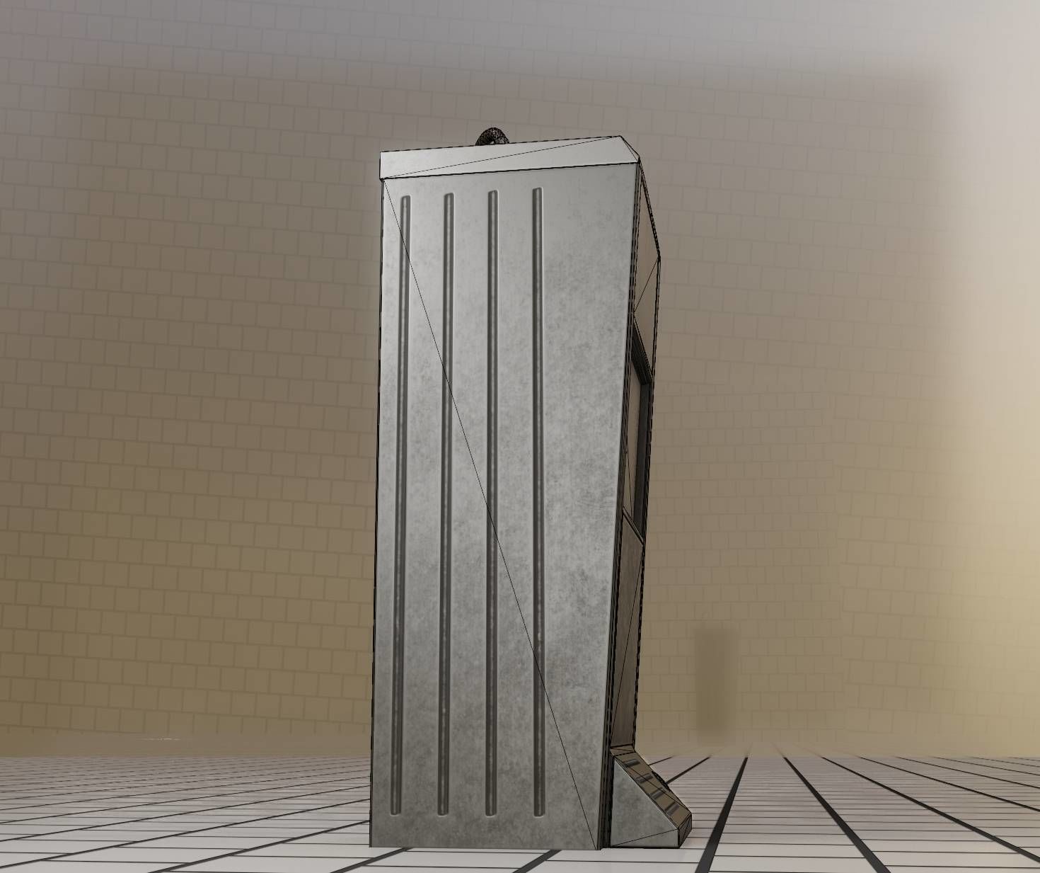 Low-Poly and PBR-Textured Public Metal Sink - 17 - Low-poly 3D model_81