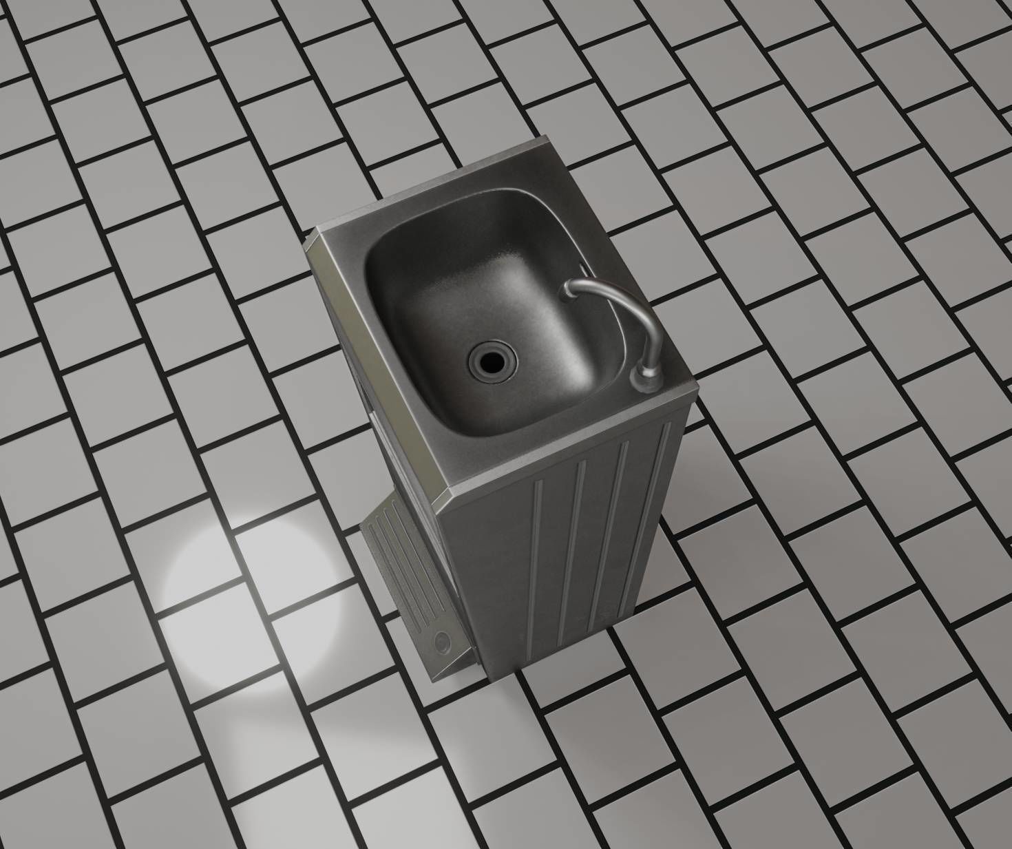 Low-Poly and PBR-Textured Public Metal Sink - 17 - Low-poly 3D model_36