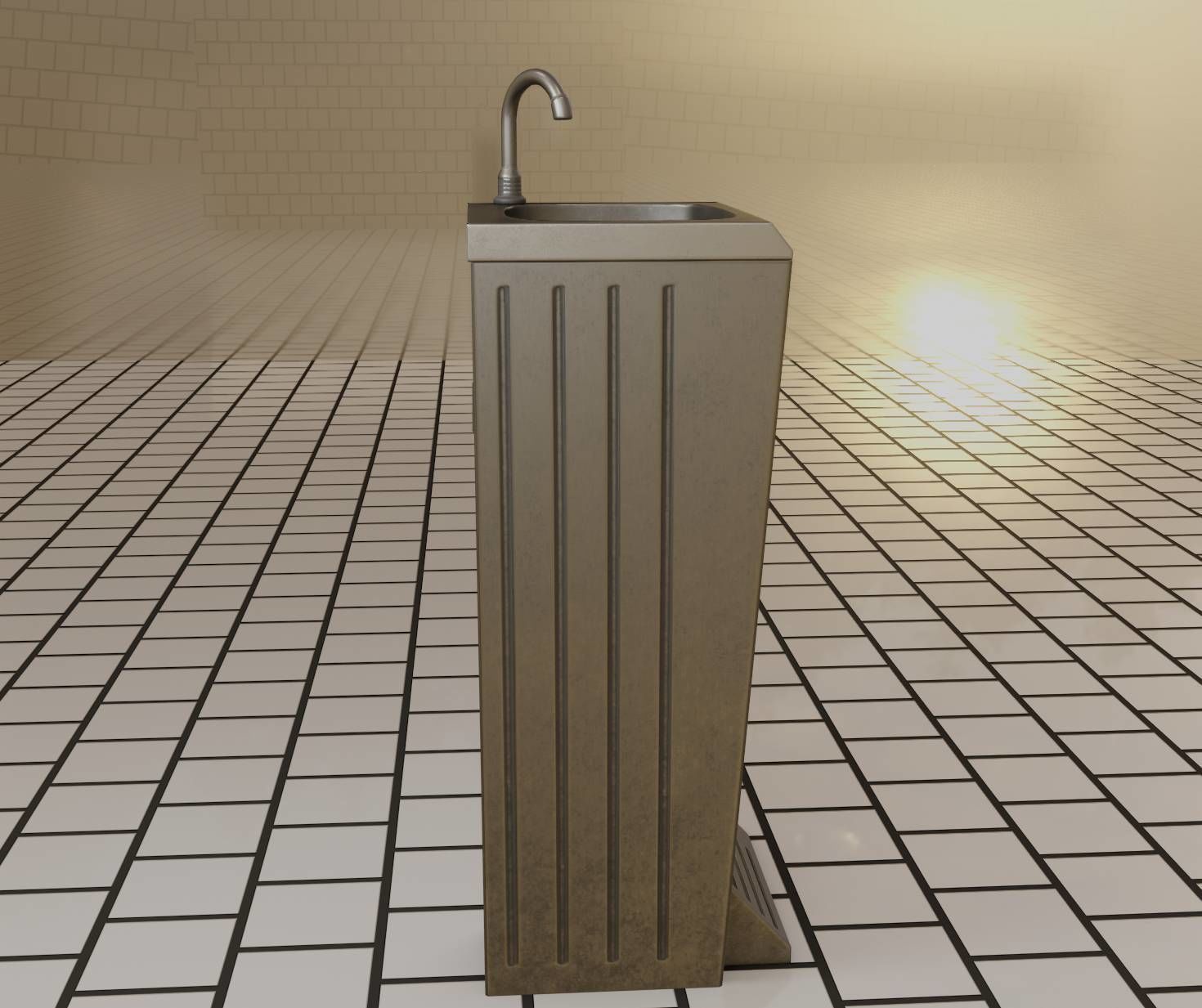 Low-Poly and PBR-Textured Public Metal Sink - 17 - Low-poly 3D model_47