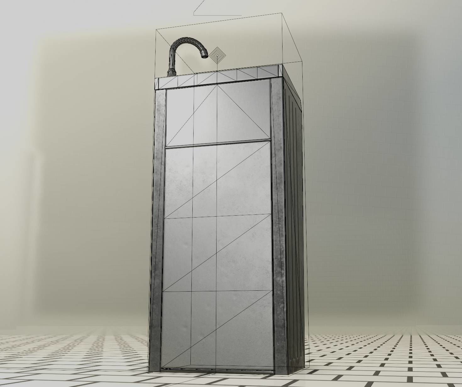 Low-Poly and PBR-Textured Public Metal Sink - 17 - Low-poly 3D model_50