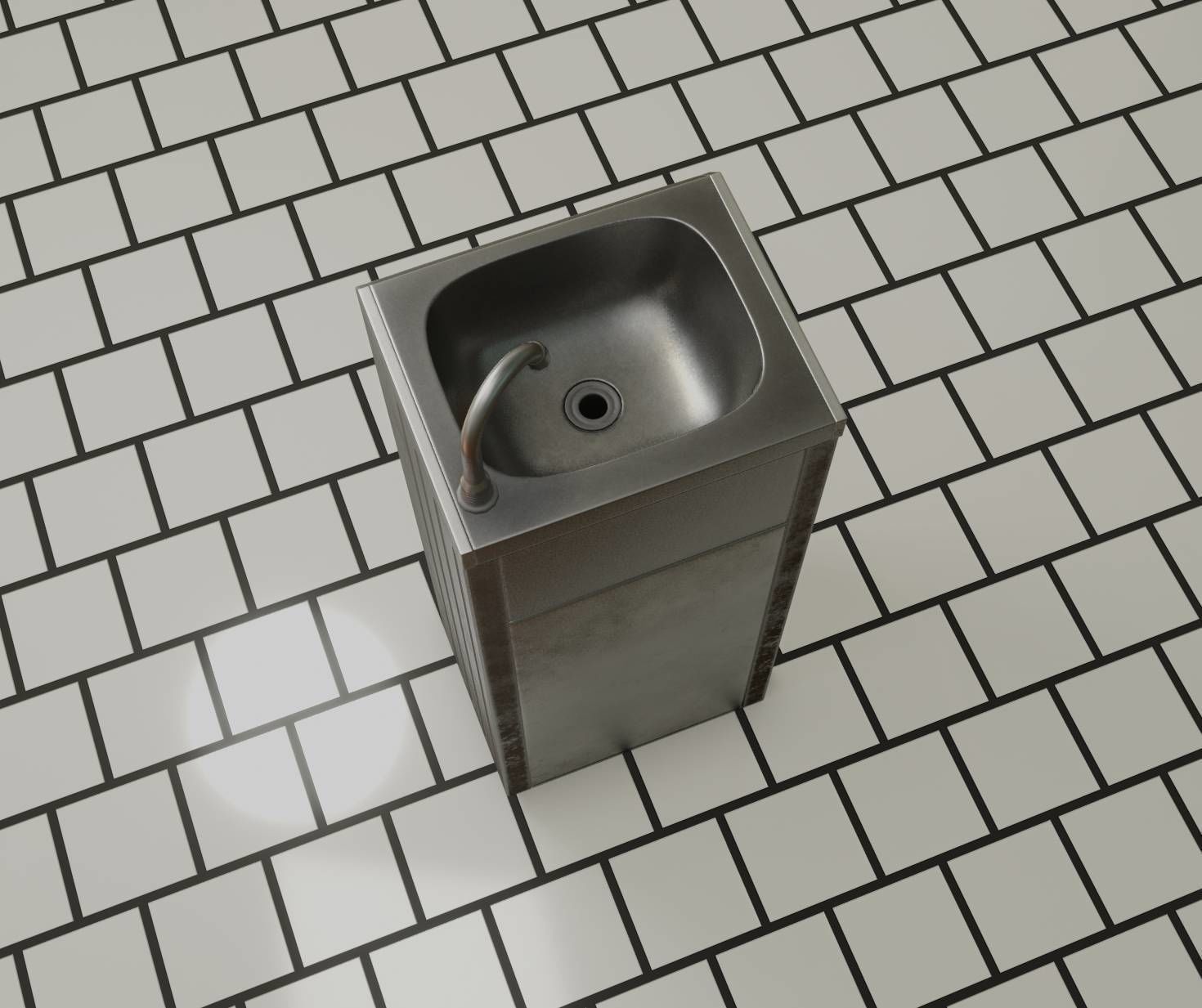 Low-Poly and PBR-Textured Public Metal Sink - 17 - Low-poly 3D model_12