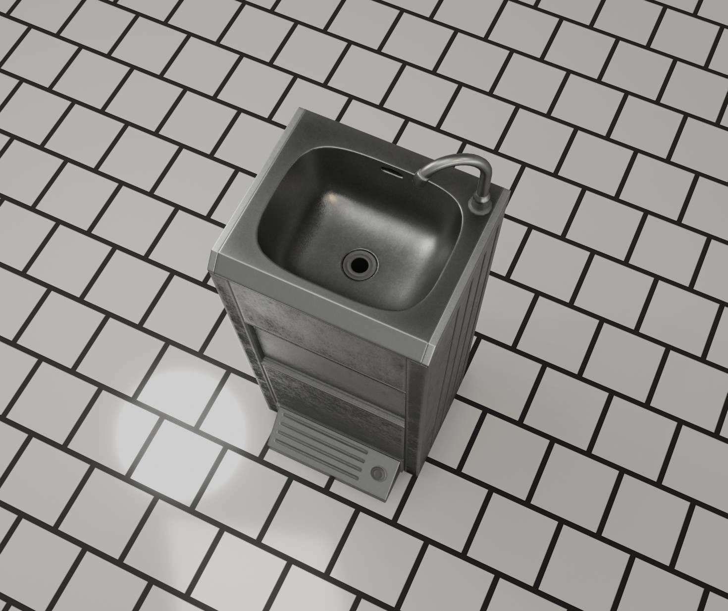 Low-Poly and PBR-Textured Public Metal Sink - 17 - Low-poly 3D model_7