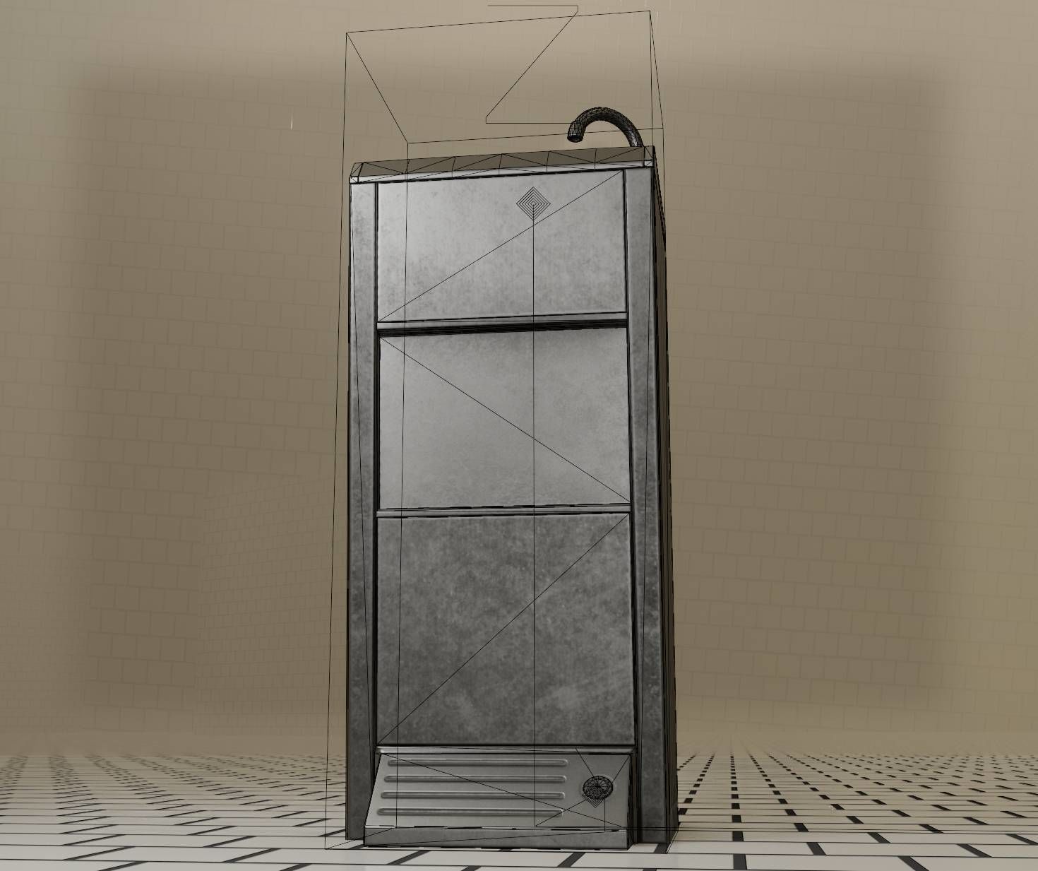 Low-Poly and PBR-Textured Public Metal Sink - 17 - Low-poly 3D model_79